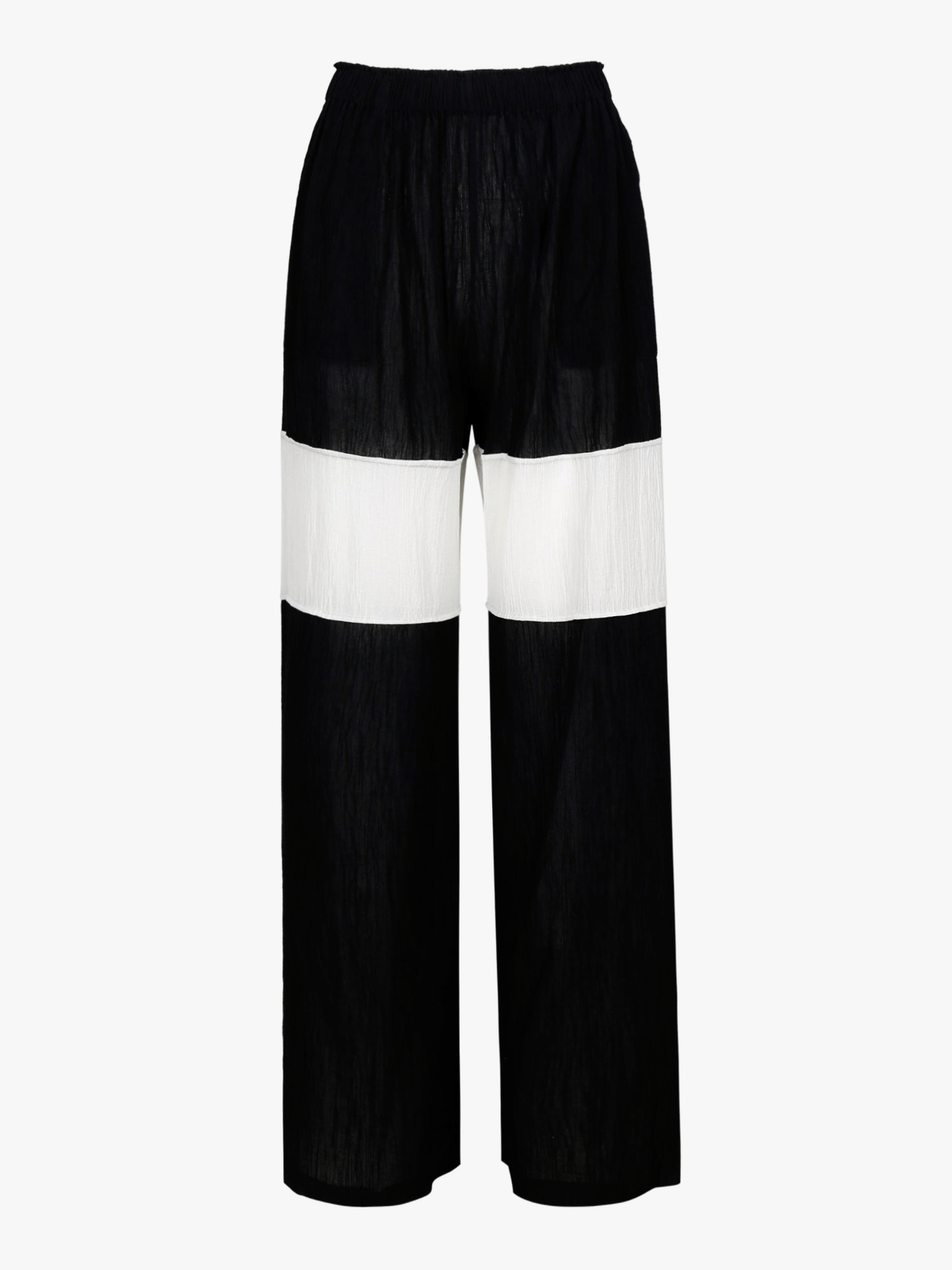 WRINKLED PLEATED COTTON TROUSERS – BLACK/WHITE made by YIBRI