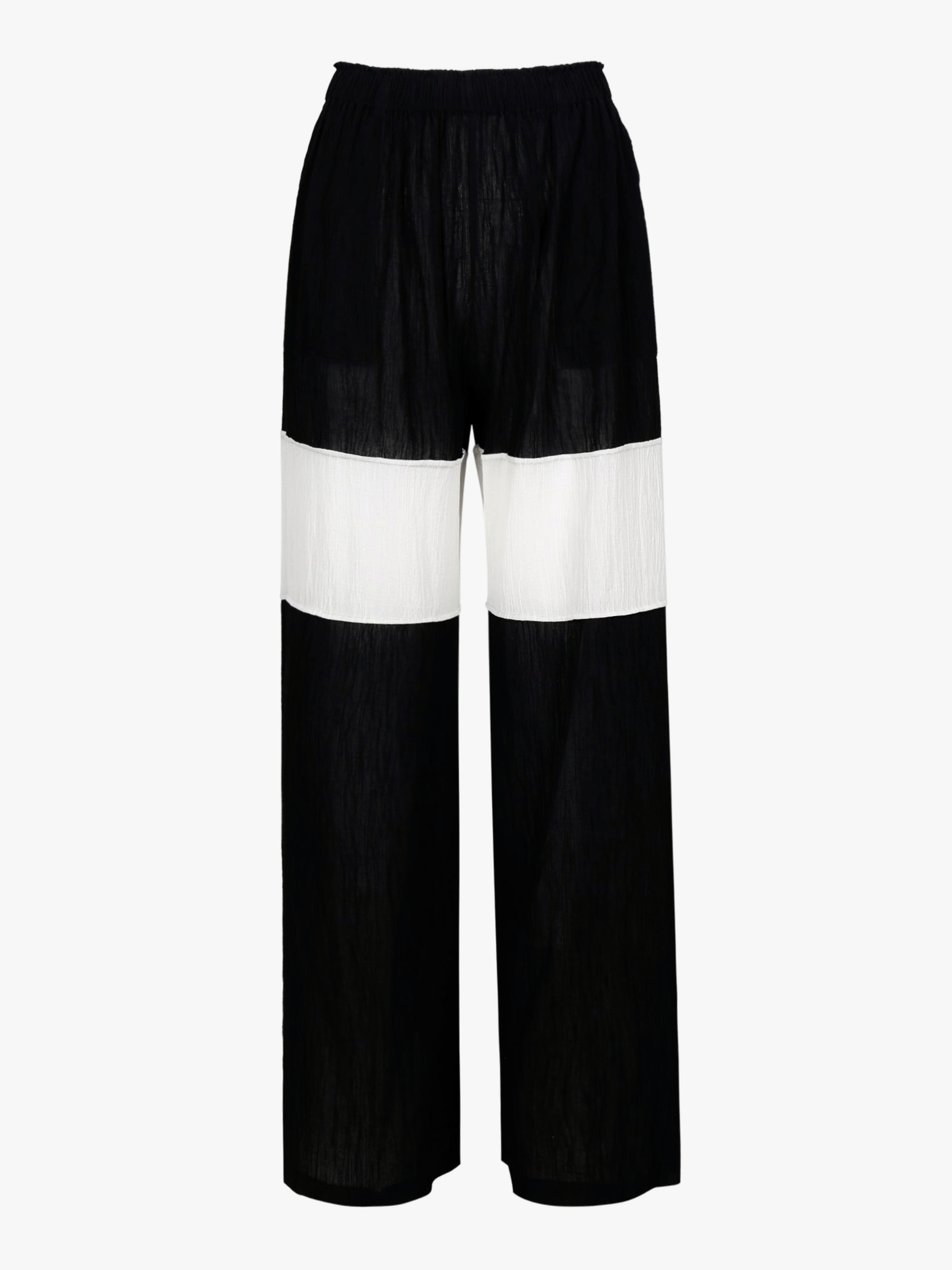 WRINKLED PLEATED COTTON TROUSERS – BLACK/WHITE made by YIBRI