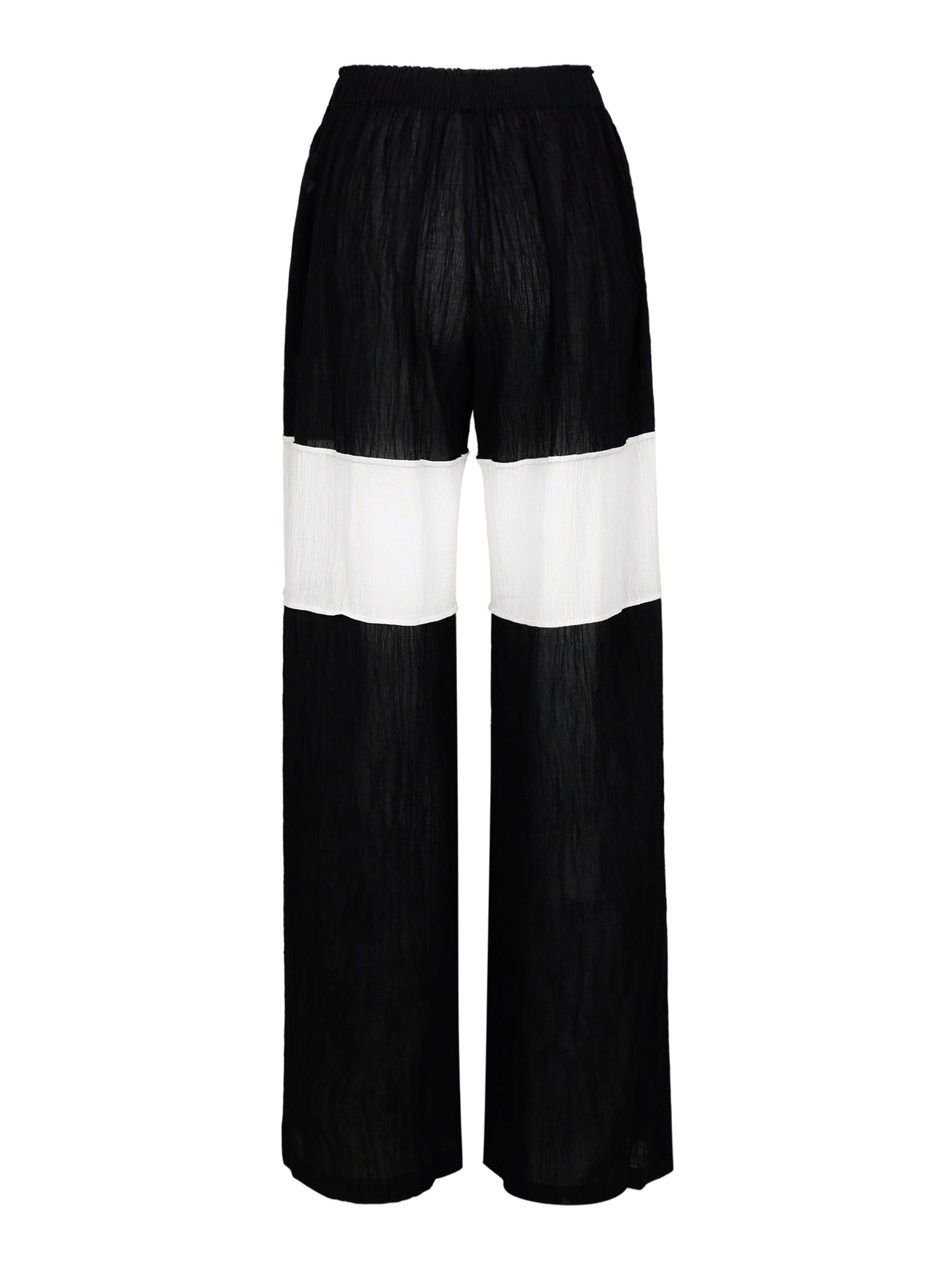 WRINKLED PLEATED COTTON TROUSERS – BLACK/WHITE made by YIBRI