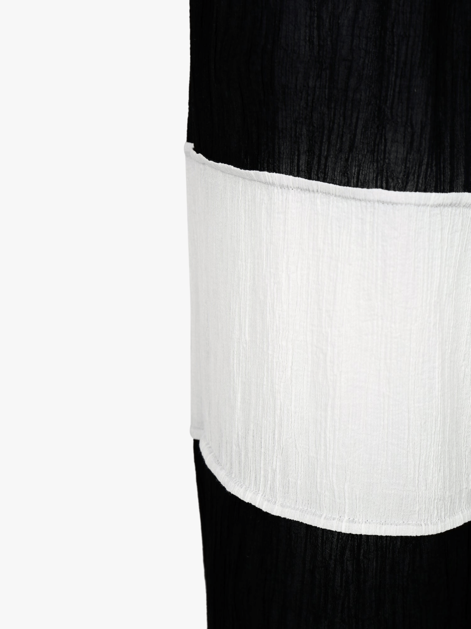 WRINKLED PLEATED COTTON TROUSERS – BLACK/WHITE made by YIBRI