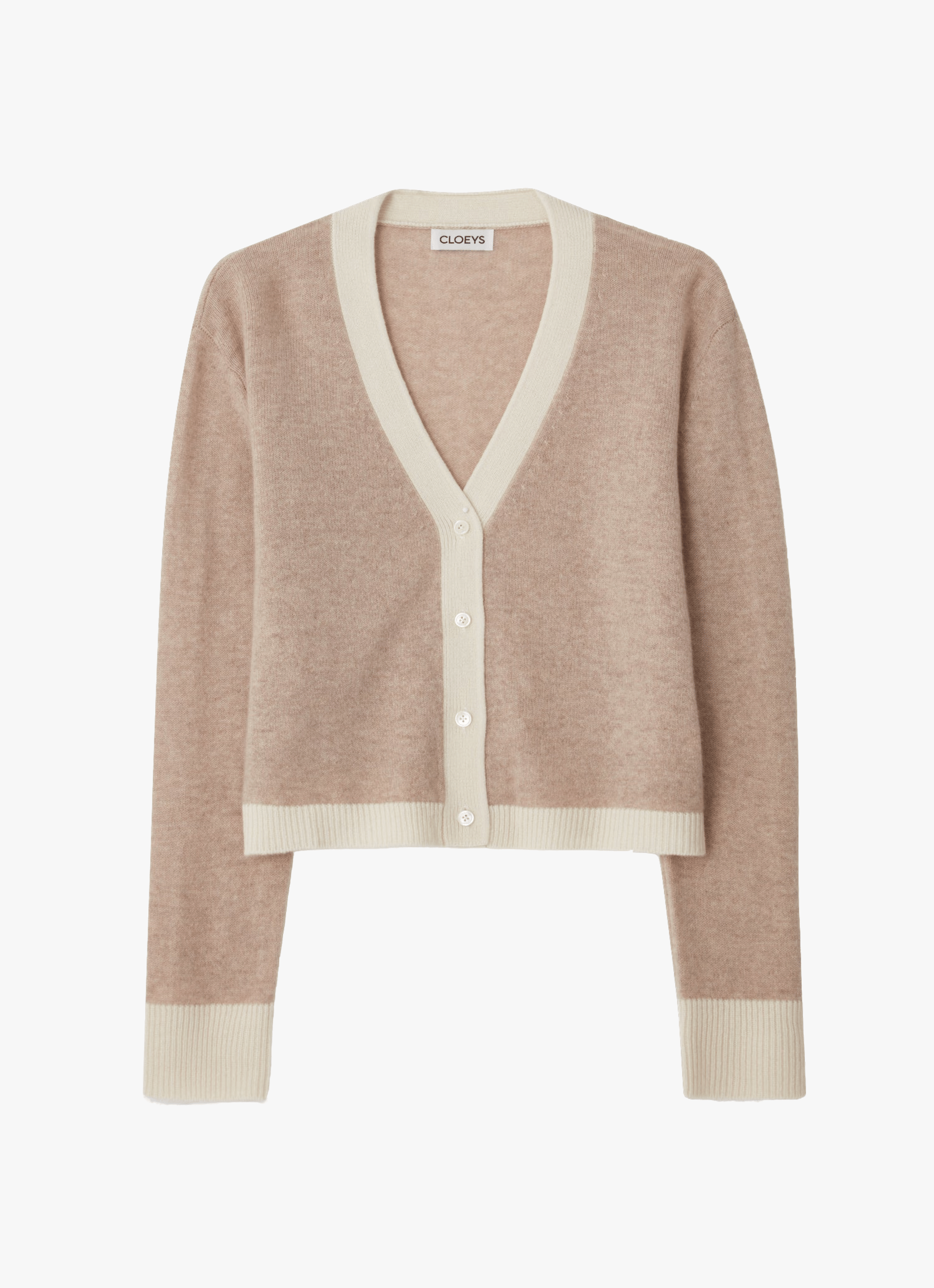 Colourblock Cardigan White & Beige made by CLOEYS