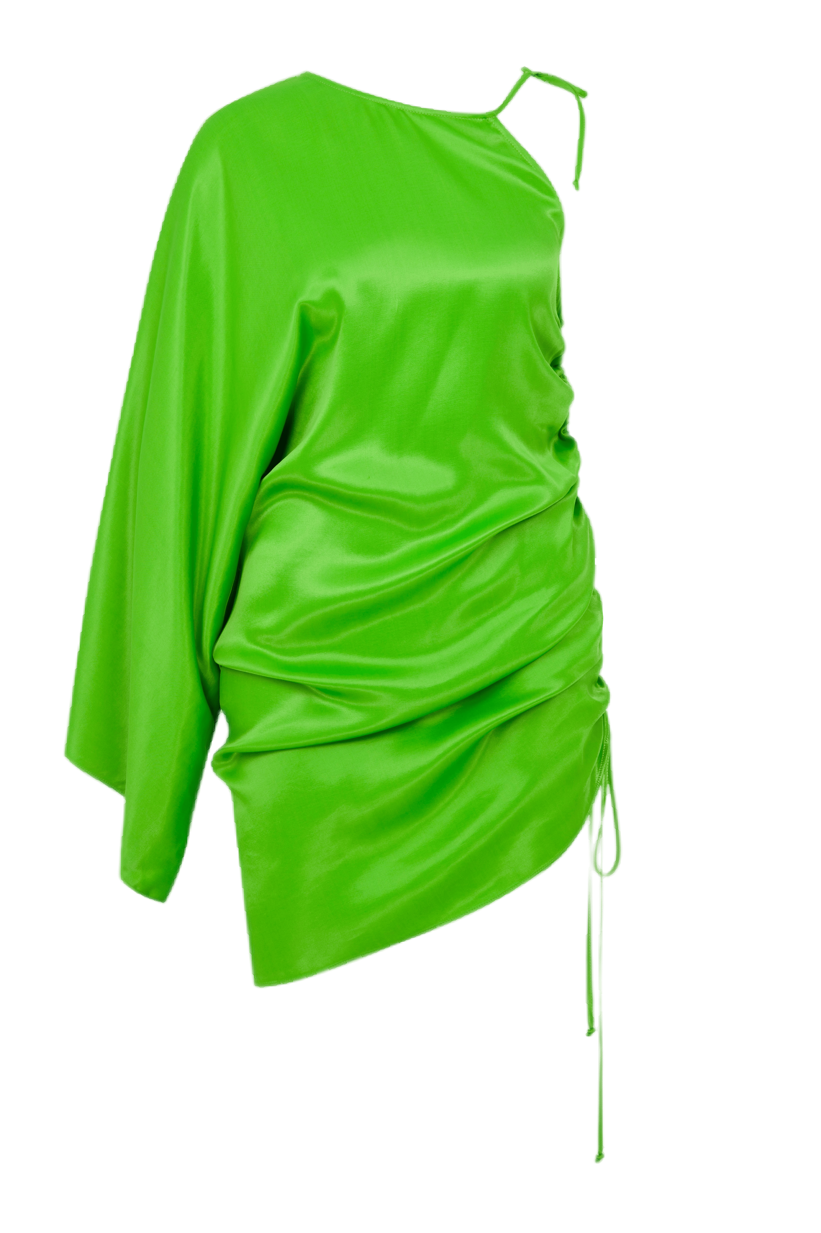 Rocha Asymmetric Mini Satin Dress in Jolly Green made by Nazli Ceren