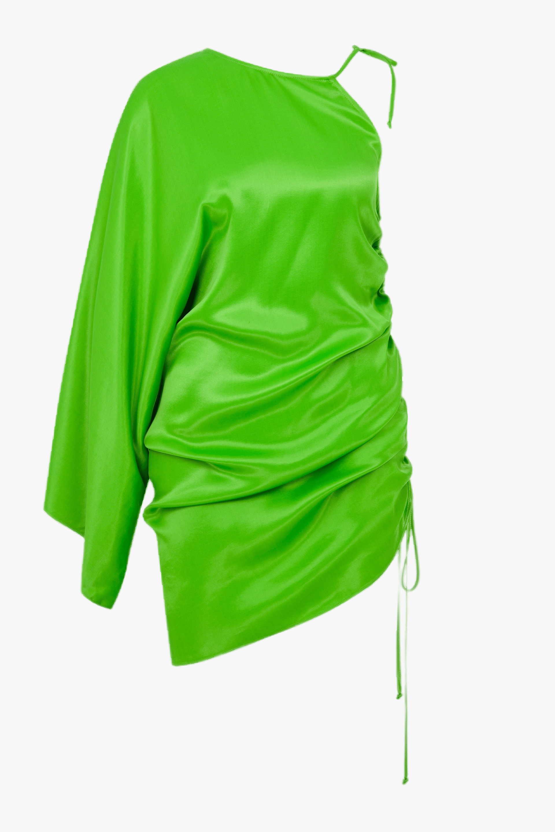 Rocha Asymmetric Mini Satin Dress in Jolly Green made by Nazli Ceren