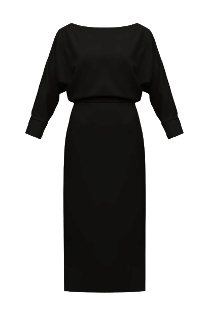 AGALIA black work to evening off-the-shoulder midi dress made by UNDRESS