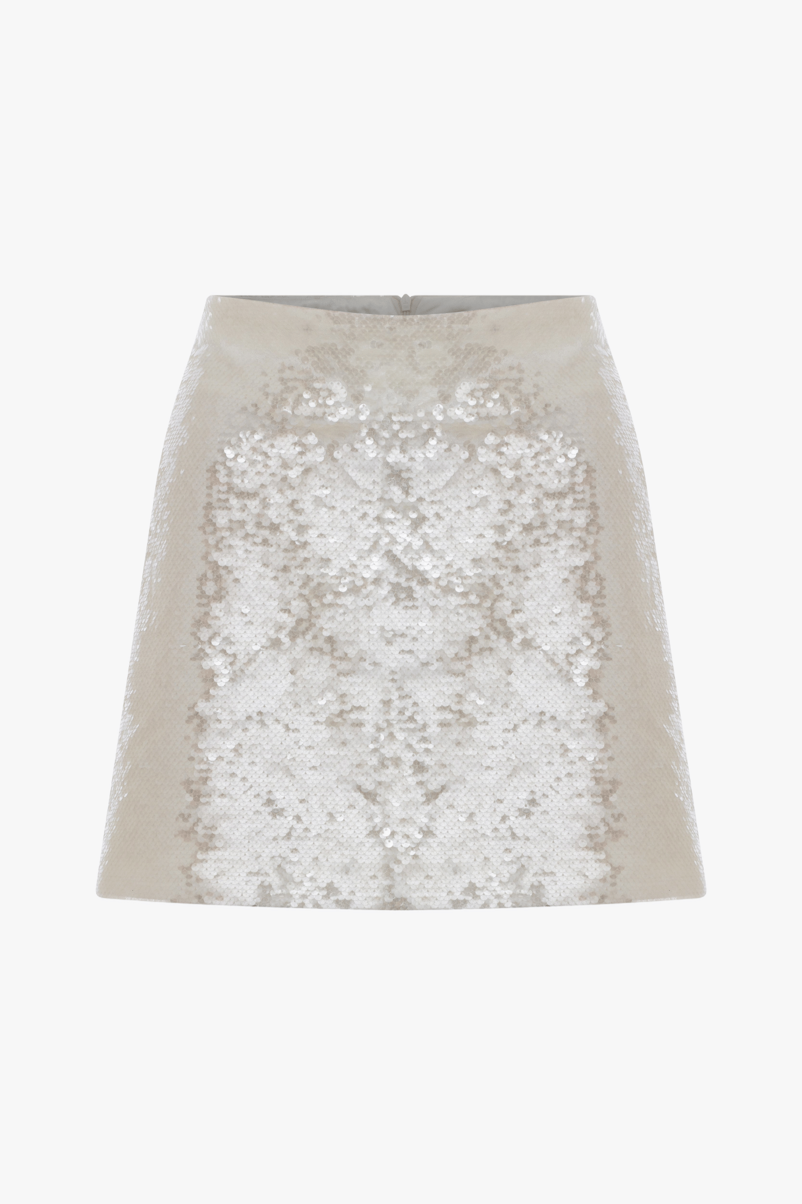 Marde A-Line Sequin Mini Skirt In Cloud Cream made by Nazli Ceren
