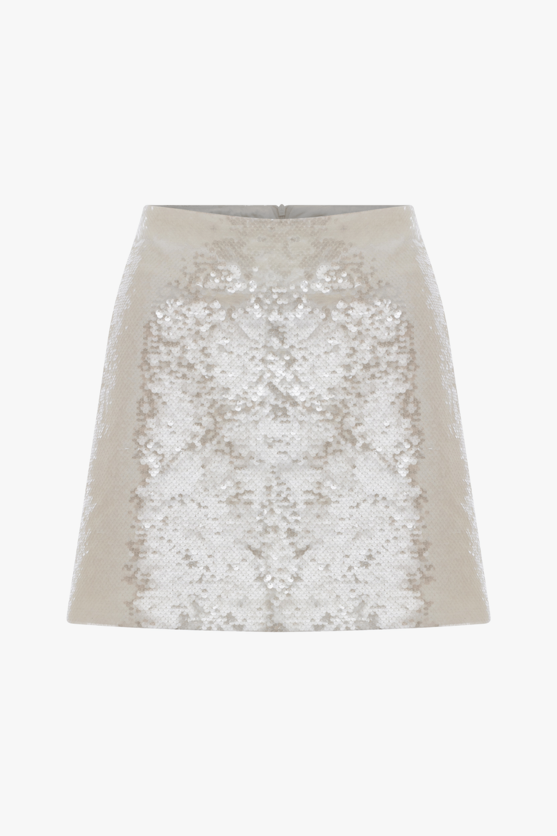 Marde A-Line Sequin Mini Skirt In Cloud Cream made by Nazli Ceren