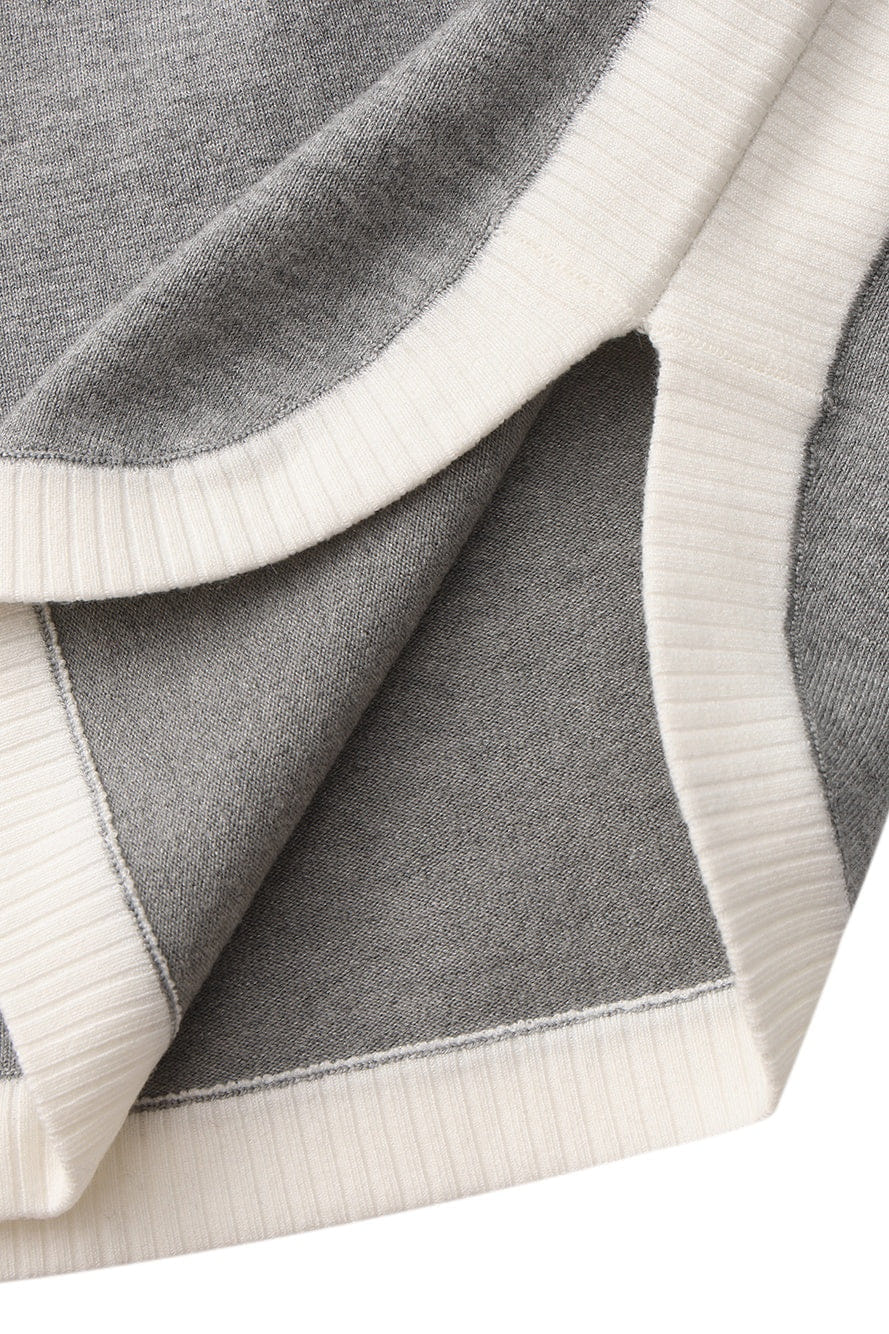 Wilhelmina Contrast-Trim Knit Grey Mini Dress made by Nana Jacqueline