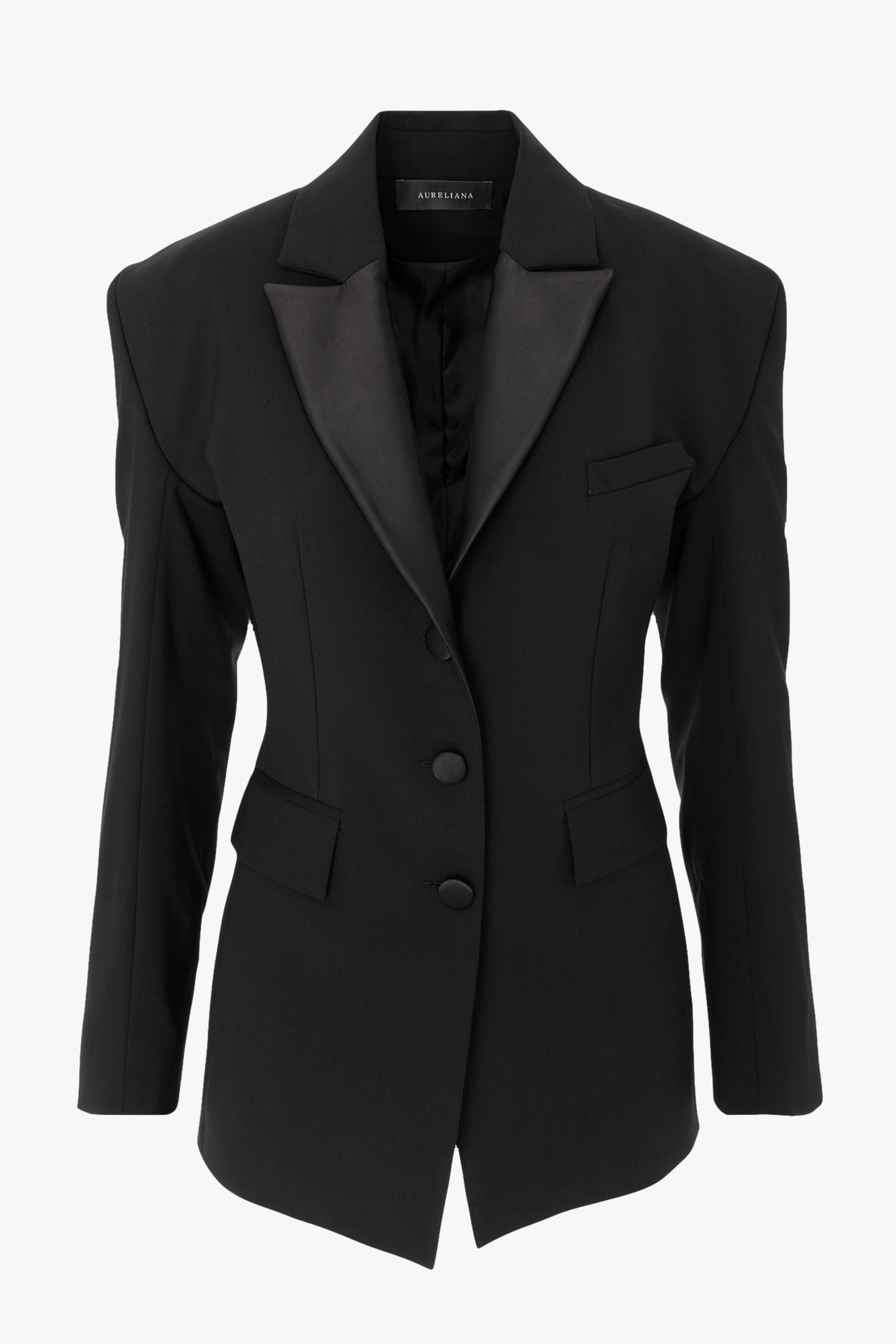 Hourglass Tailored Blazer in Black made by Aureliana