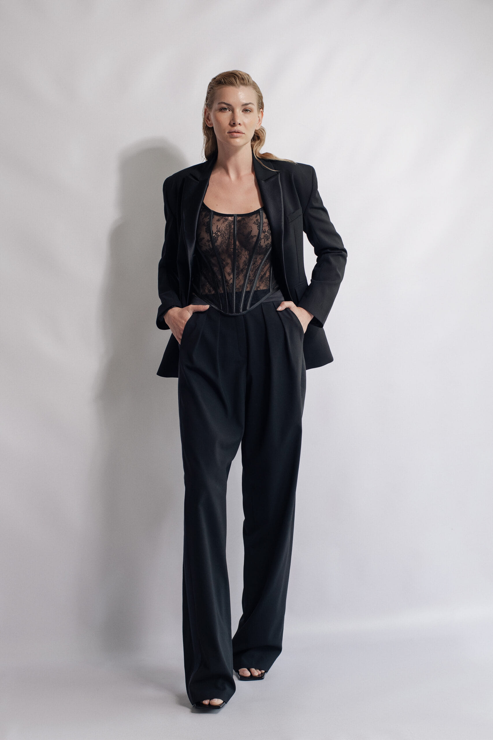 Hourglass Tailored Blazer in Black made by Aureliana