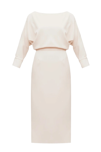 AGALIA cream off-the-shoulder midi dress made by UNDRESS
