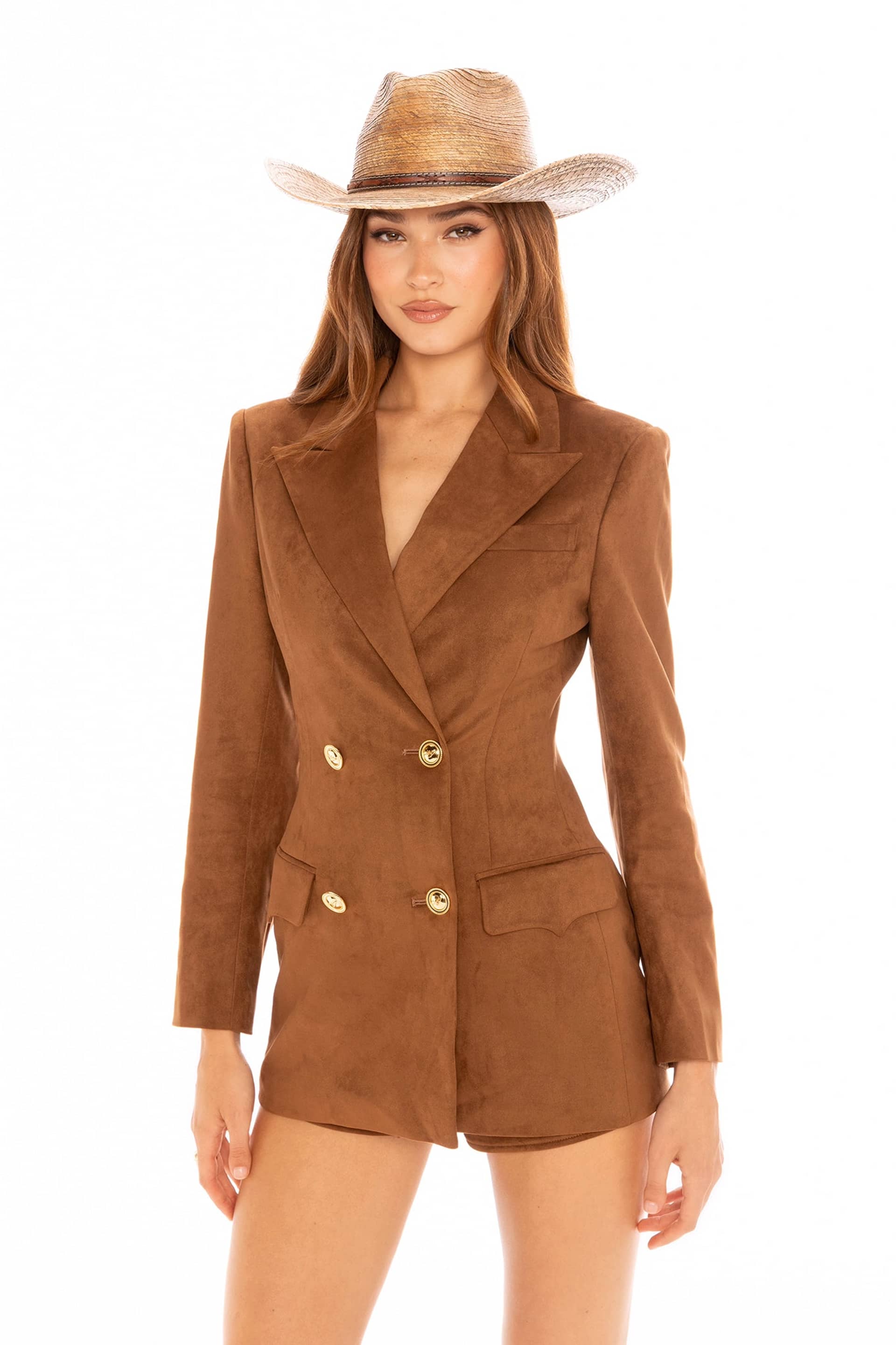 Sienne Suede Blazer (Brown) made by Nana Jacqueline