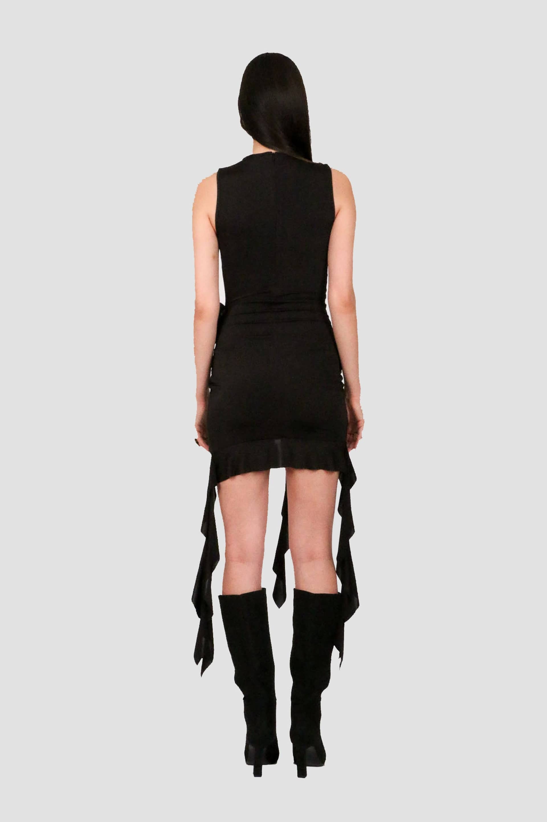 Shelley Black Ruffled Flower Dress made by Lora Istanbul