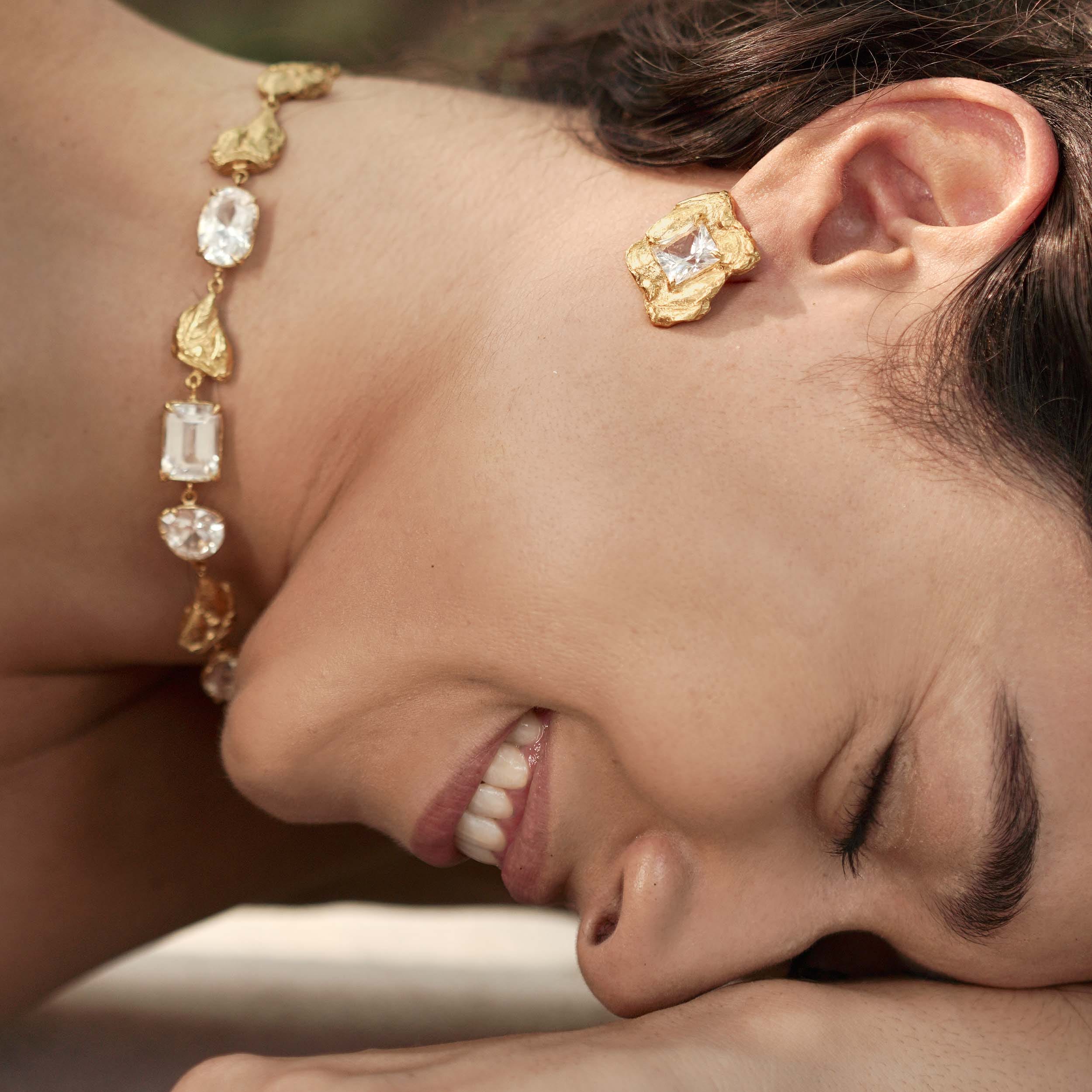 Jaqi White Sapphire Earrings made by Loveness Lee