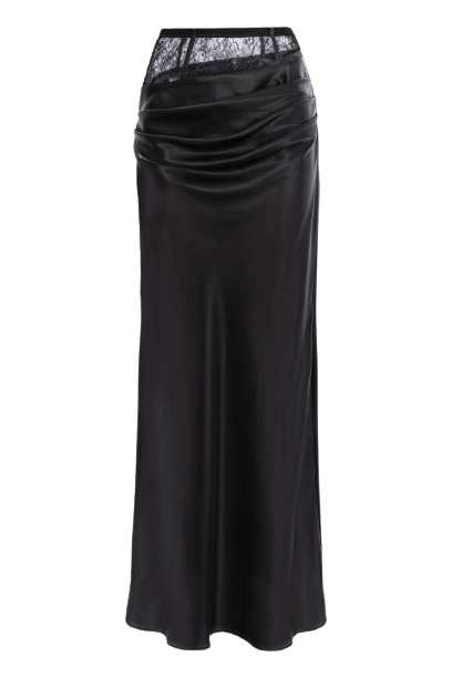 Lace & Silk Satin Draped Skirt made by Aureliana