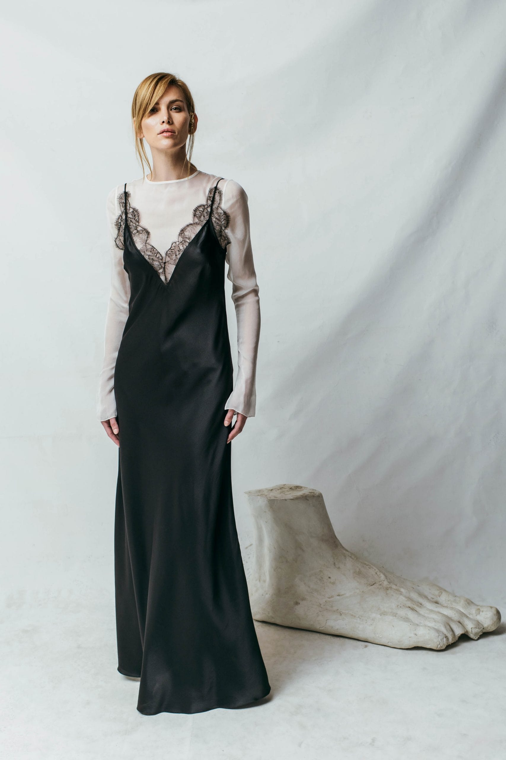 Chantilly Lace Silk-satin Slip-dress made by Aureliana