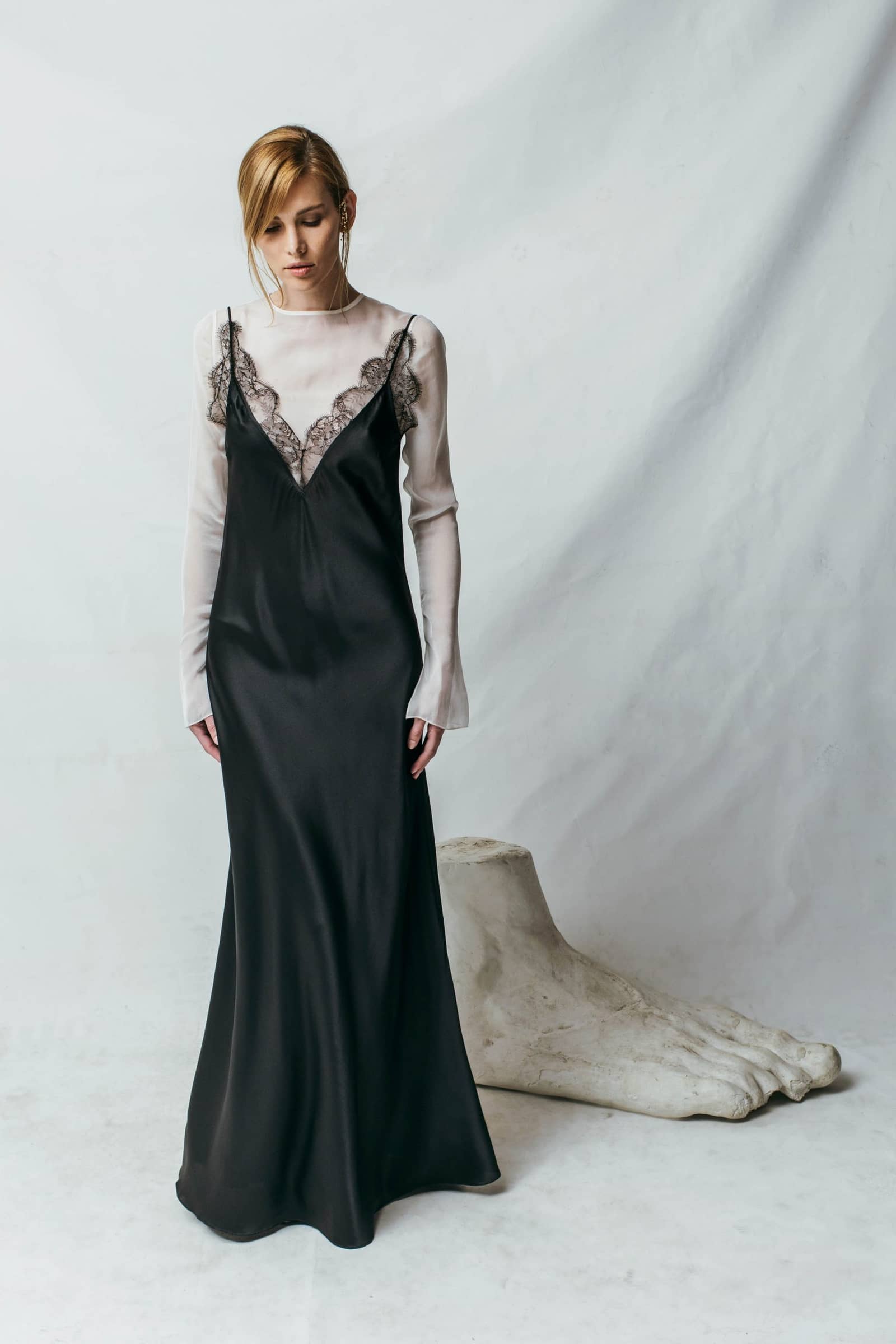 Chantilly Lace Silk-satin Slip-dress made by Aureliana