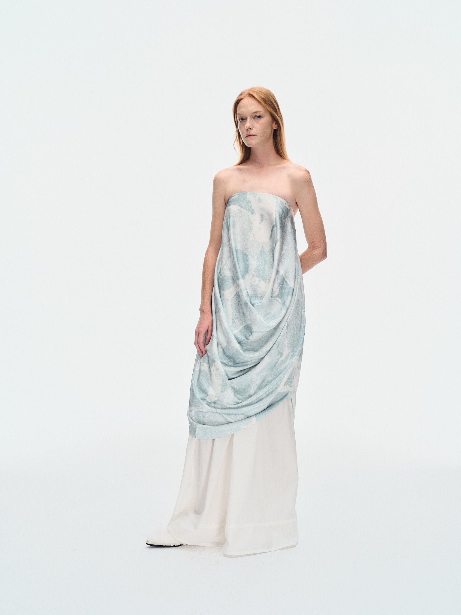 WHITE RAMIE ULTRA WIDE-LEG TROUSERS made by YIBRI