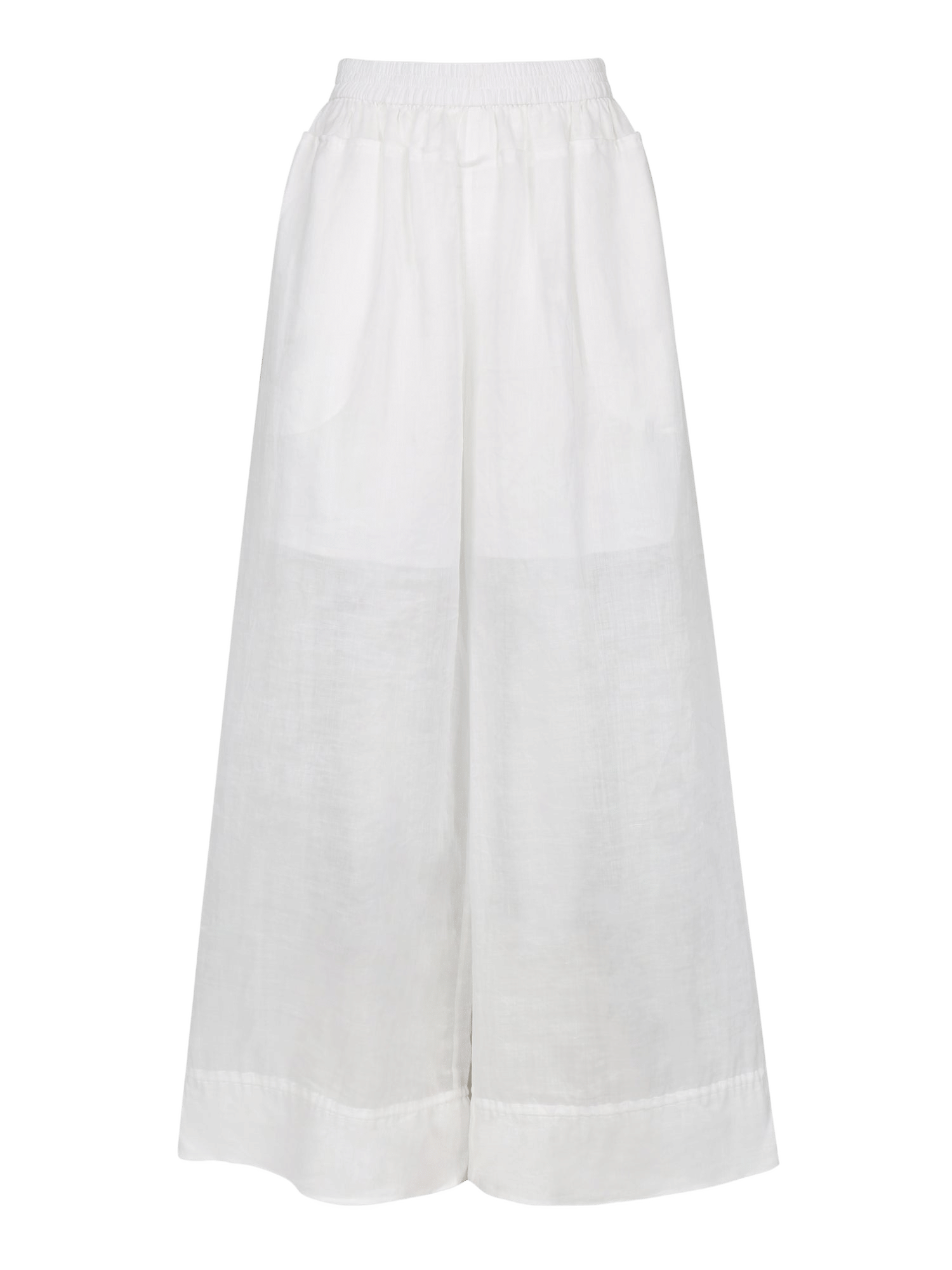 WHITE RAMIE ULTRA WIDE-LEG TROUSERS made by YIBRI