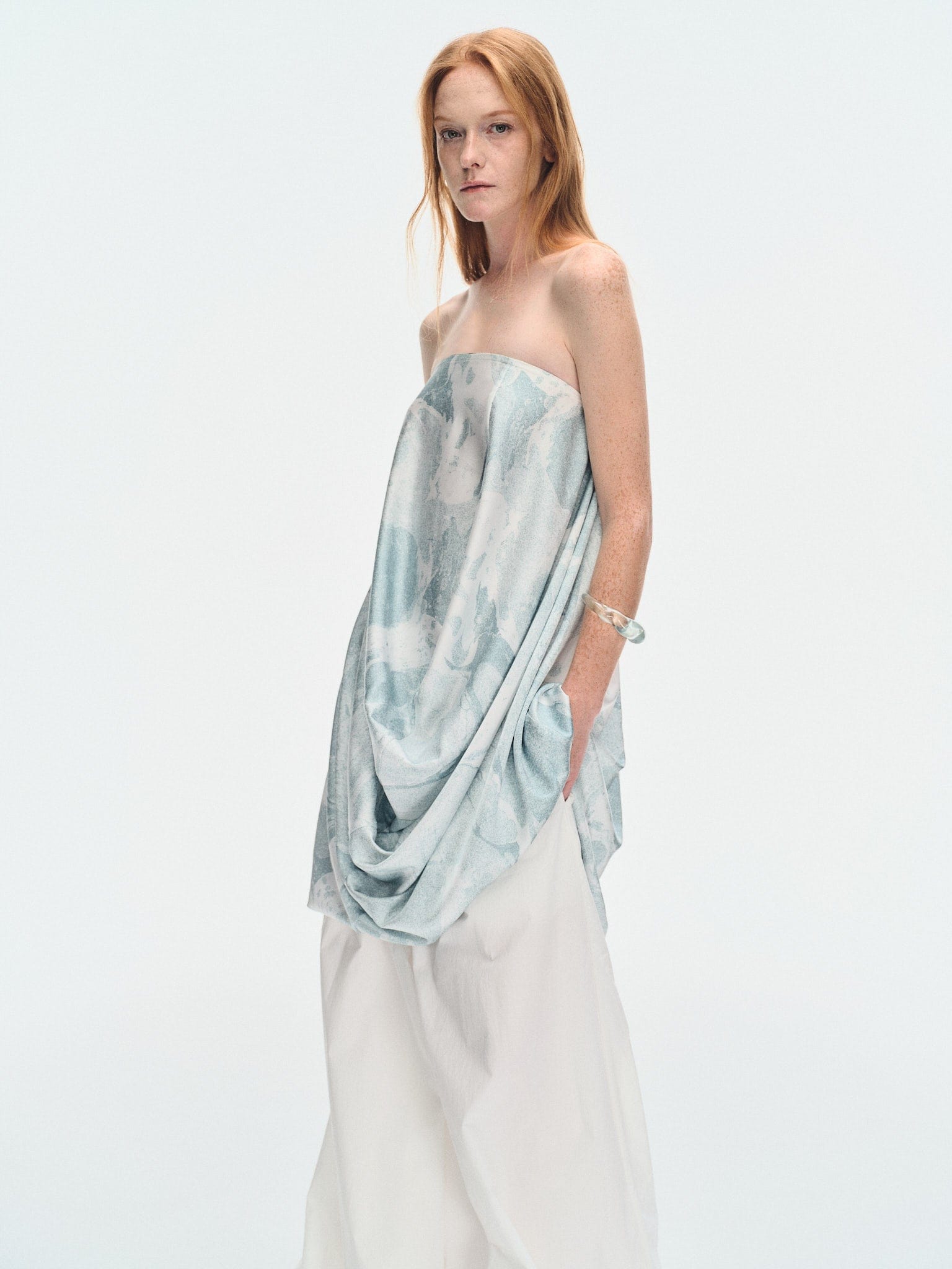 WHITE RAMIE ULTRA WIDE-LEG TROUSERS made by YIBRI