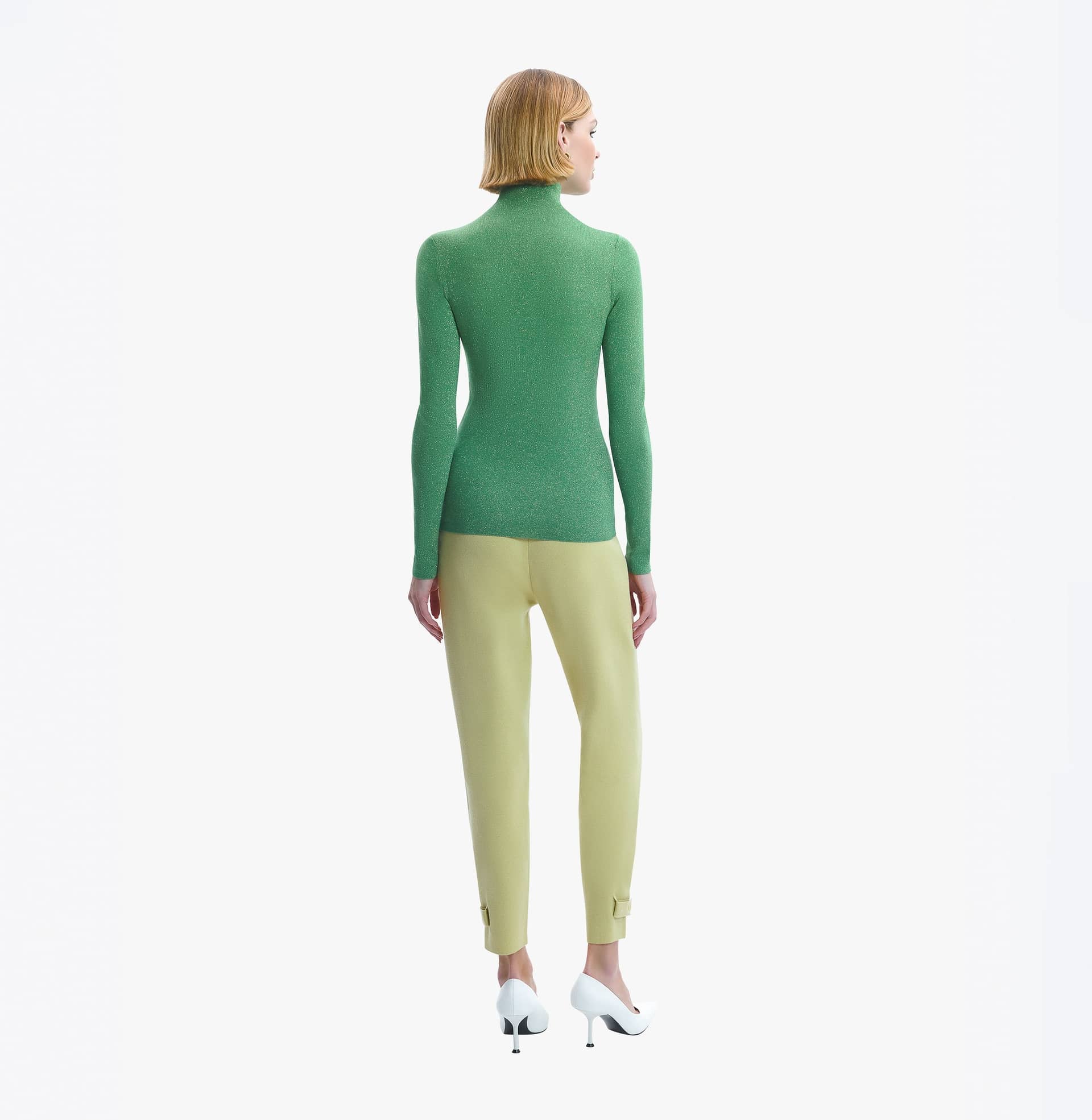 METALLIC WOOL TURTLENECK TOP in Green made by CRUSH Collection