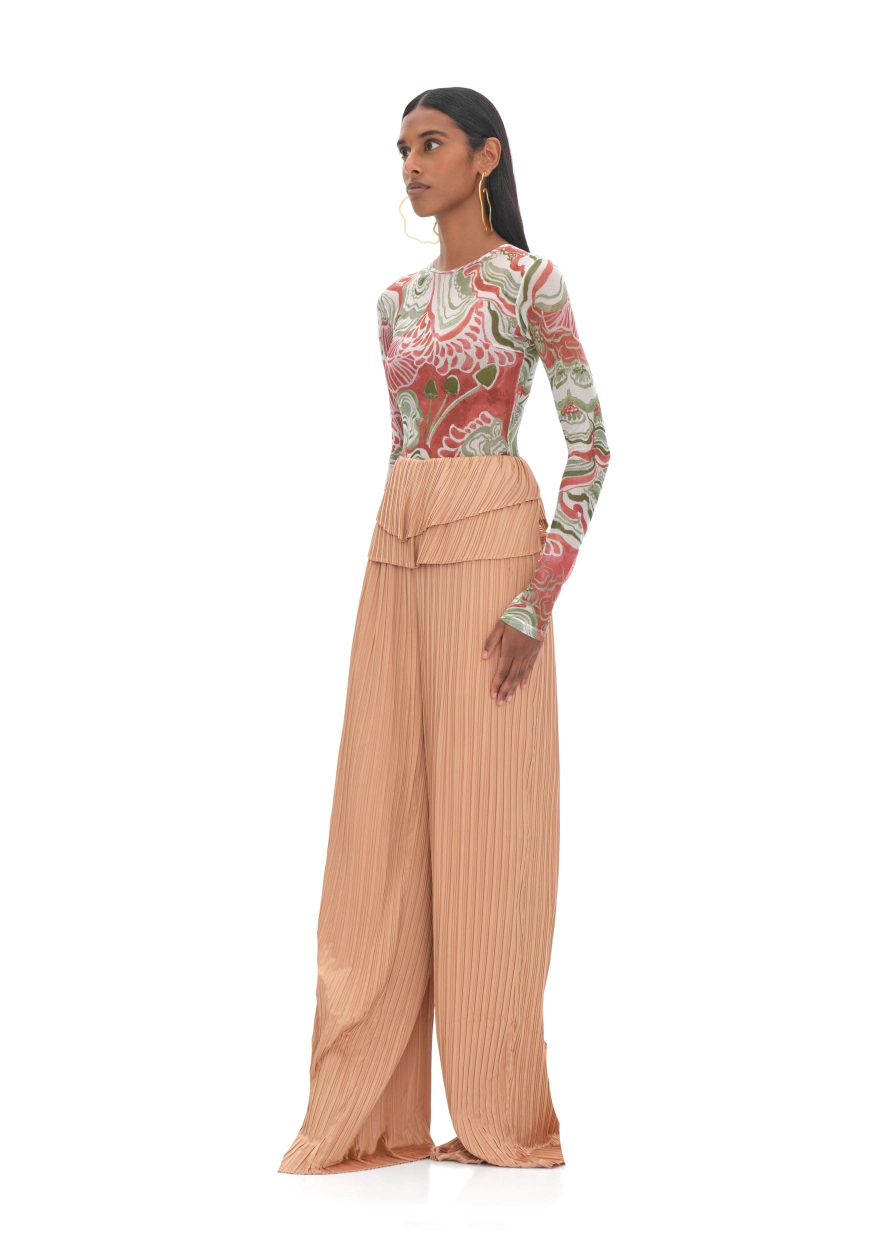 LINEA TOFFEE PLEATED PANTS made by Andrea Iyamah