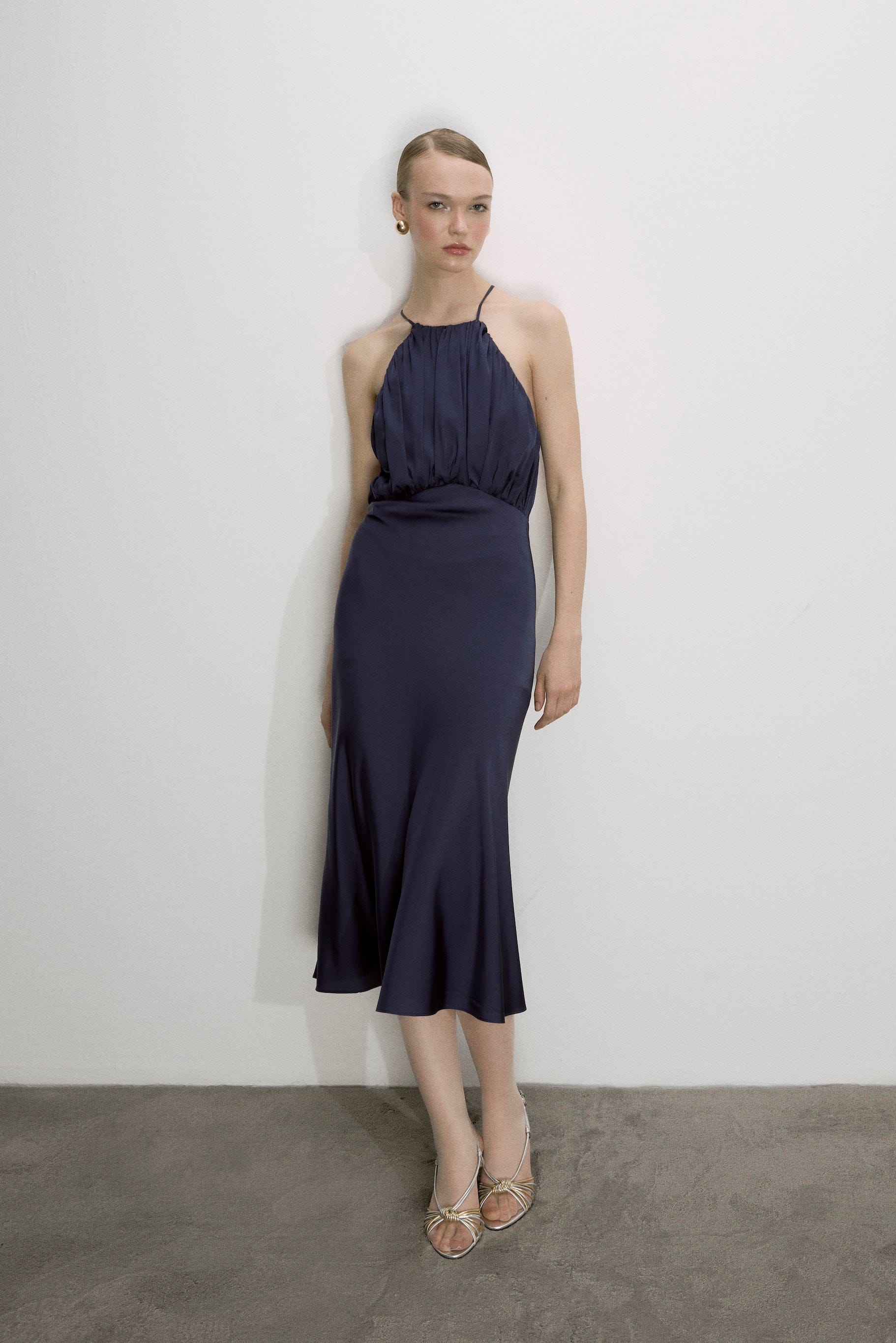 Reese Satin Dress Parisian Blue made by Nazli Ceren