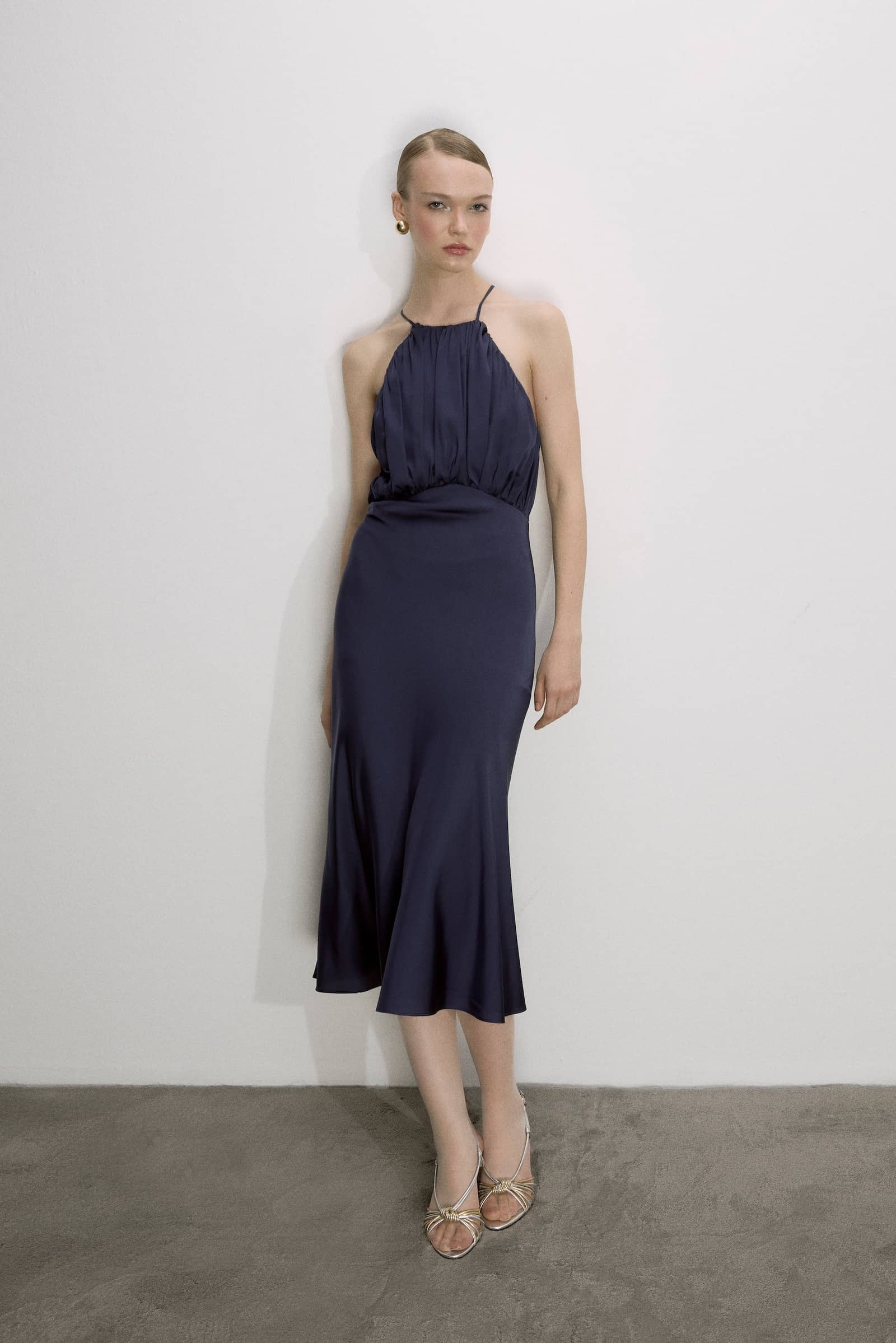 Reese Satin Dress Parisian Blue made by Nazli Ceren