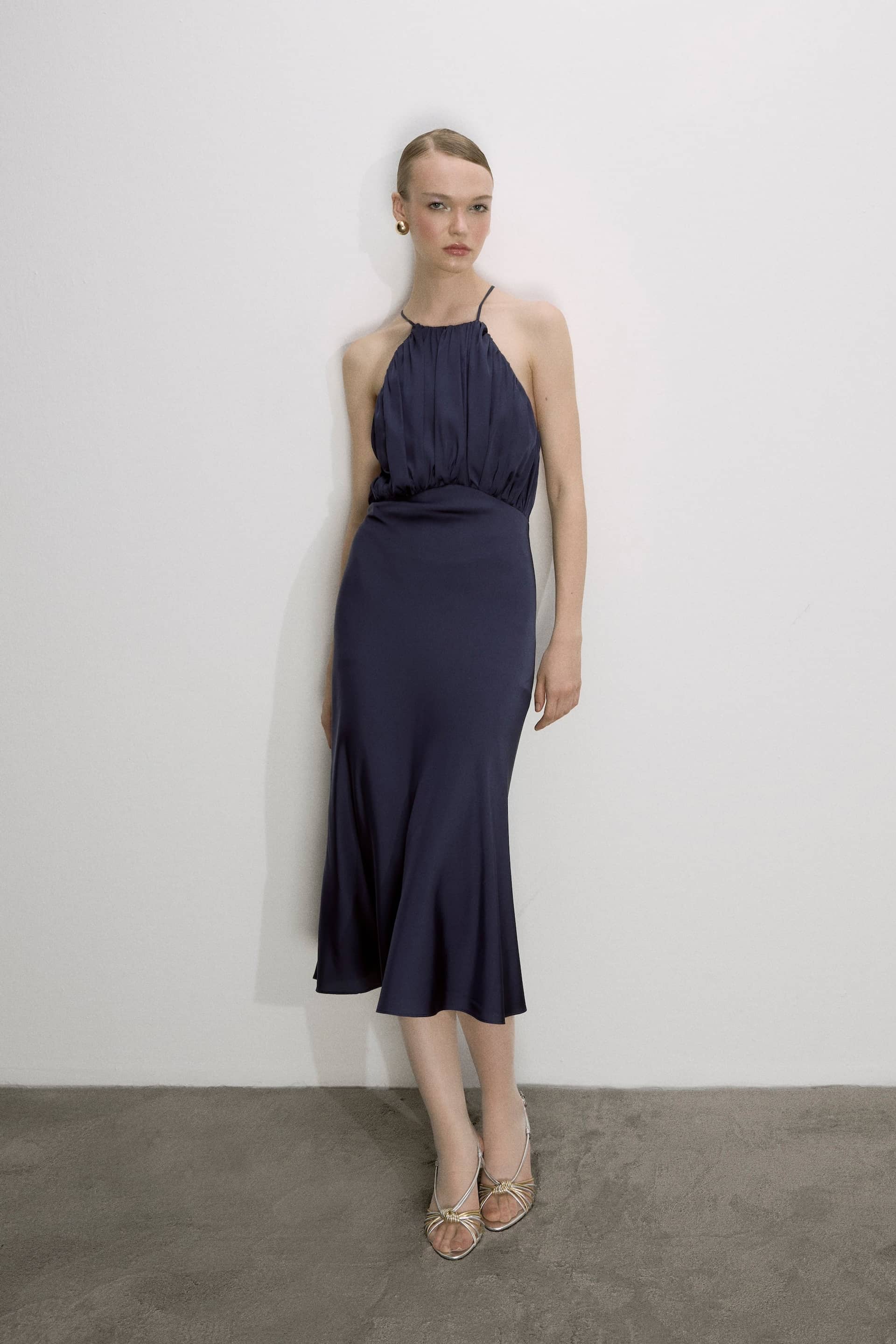 Reese Satin Dress Parisian Blue made by Nazli Ceren