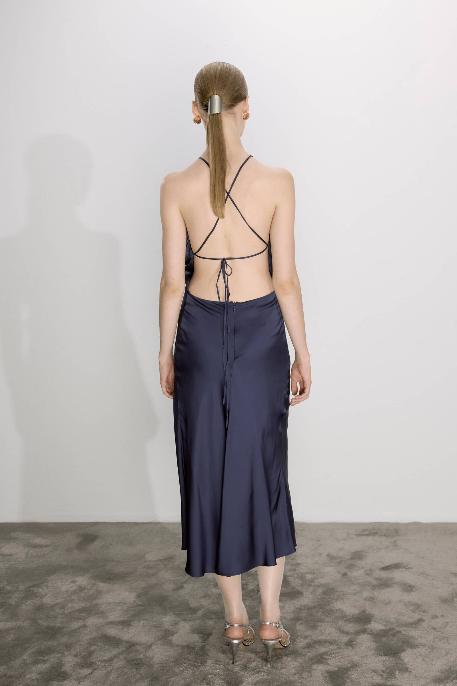 Reese Satin Dress Parisian Blue made by Nazli Ceren