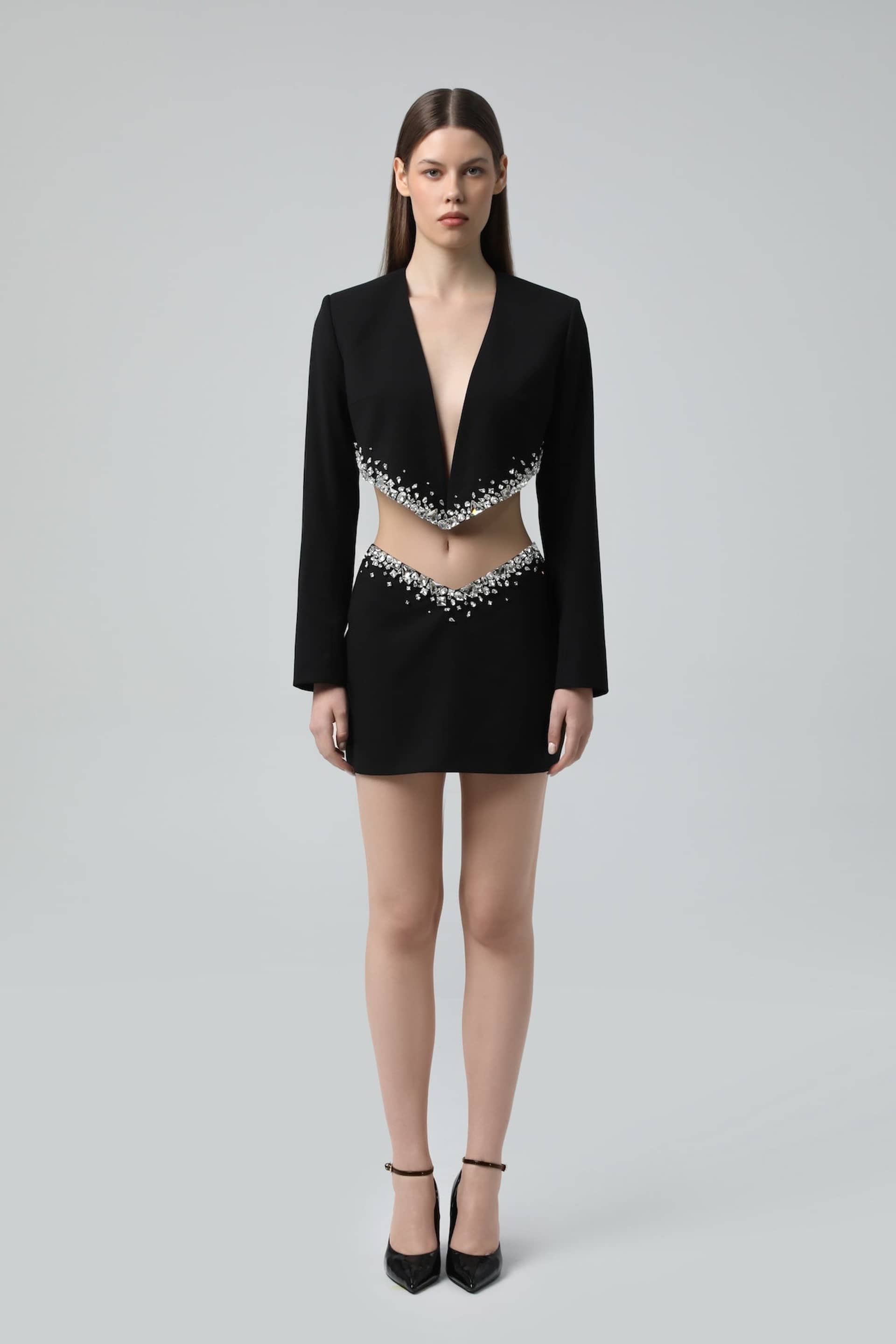 Cropped Crystal-Embellished Blazer made by NDS The Label