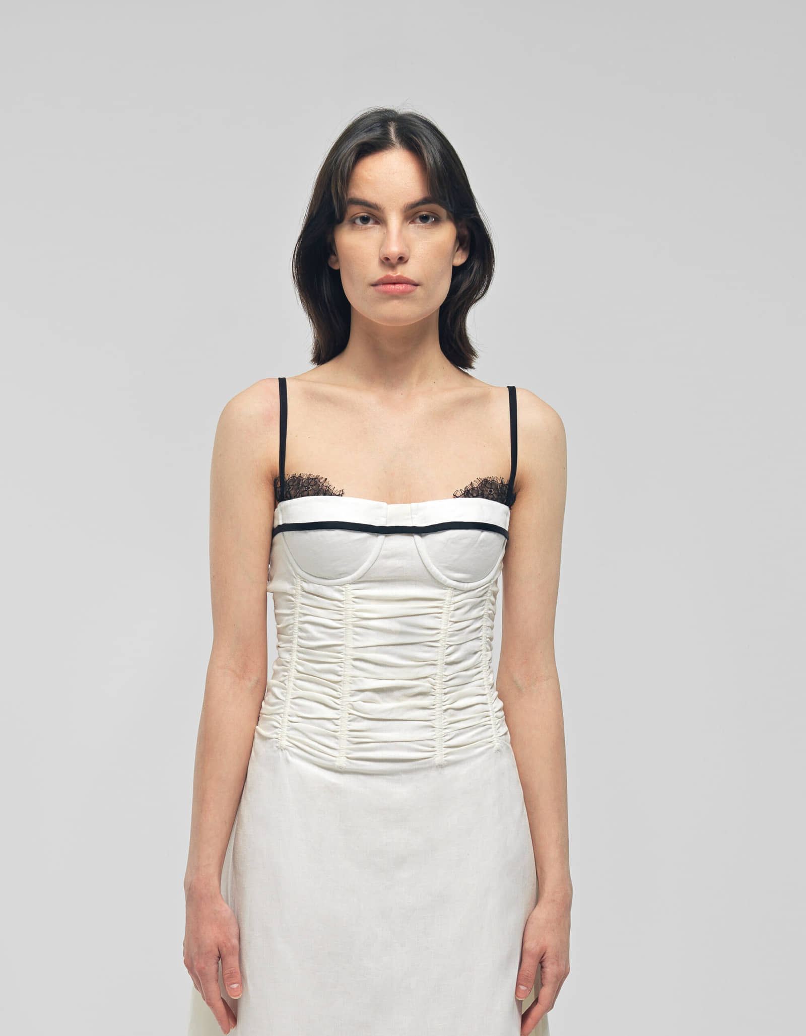 IMA White Linen A-line Corset Dress made by MAET