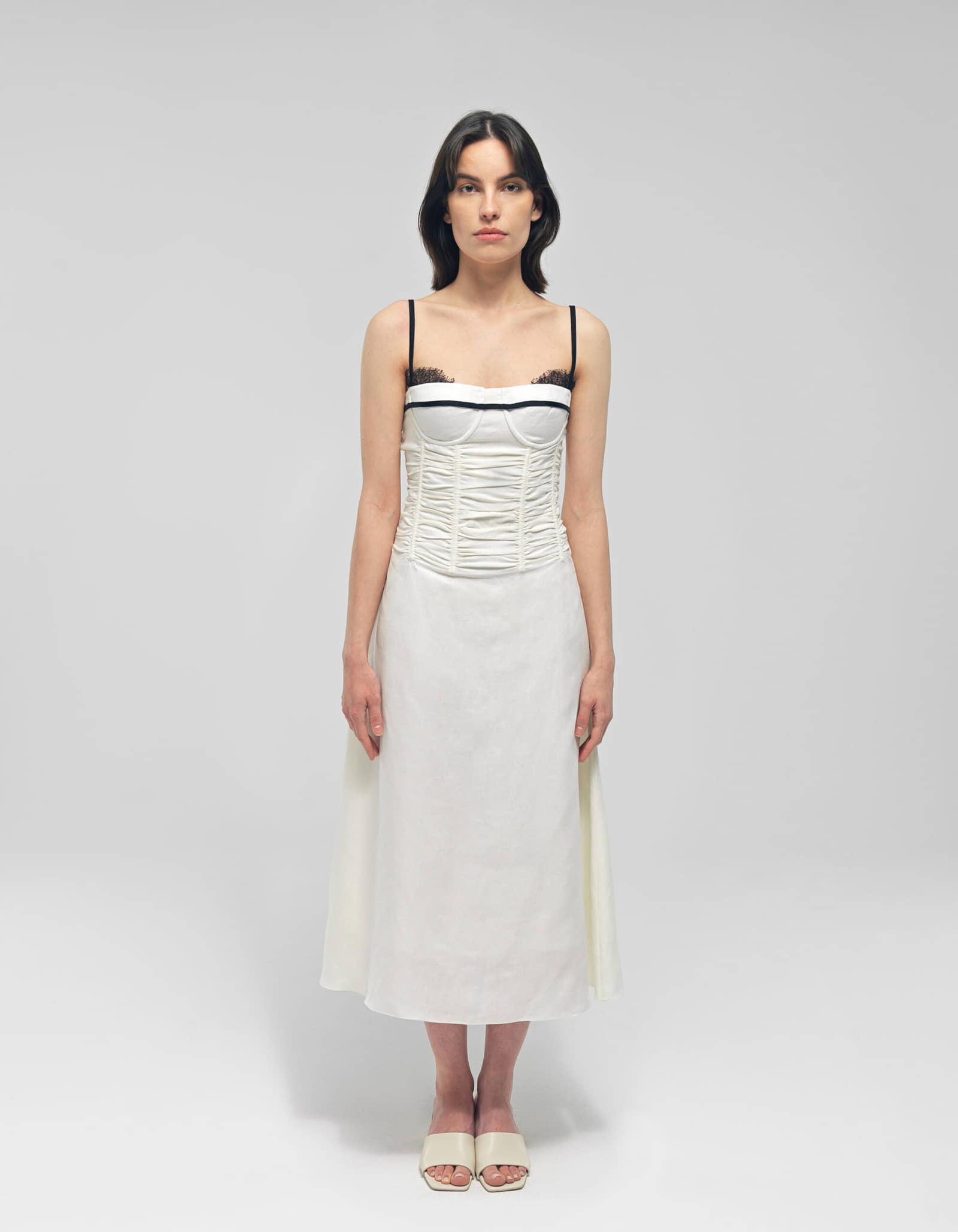 IMA White Linen A-line Corset Dress made by MAET