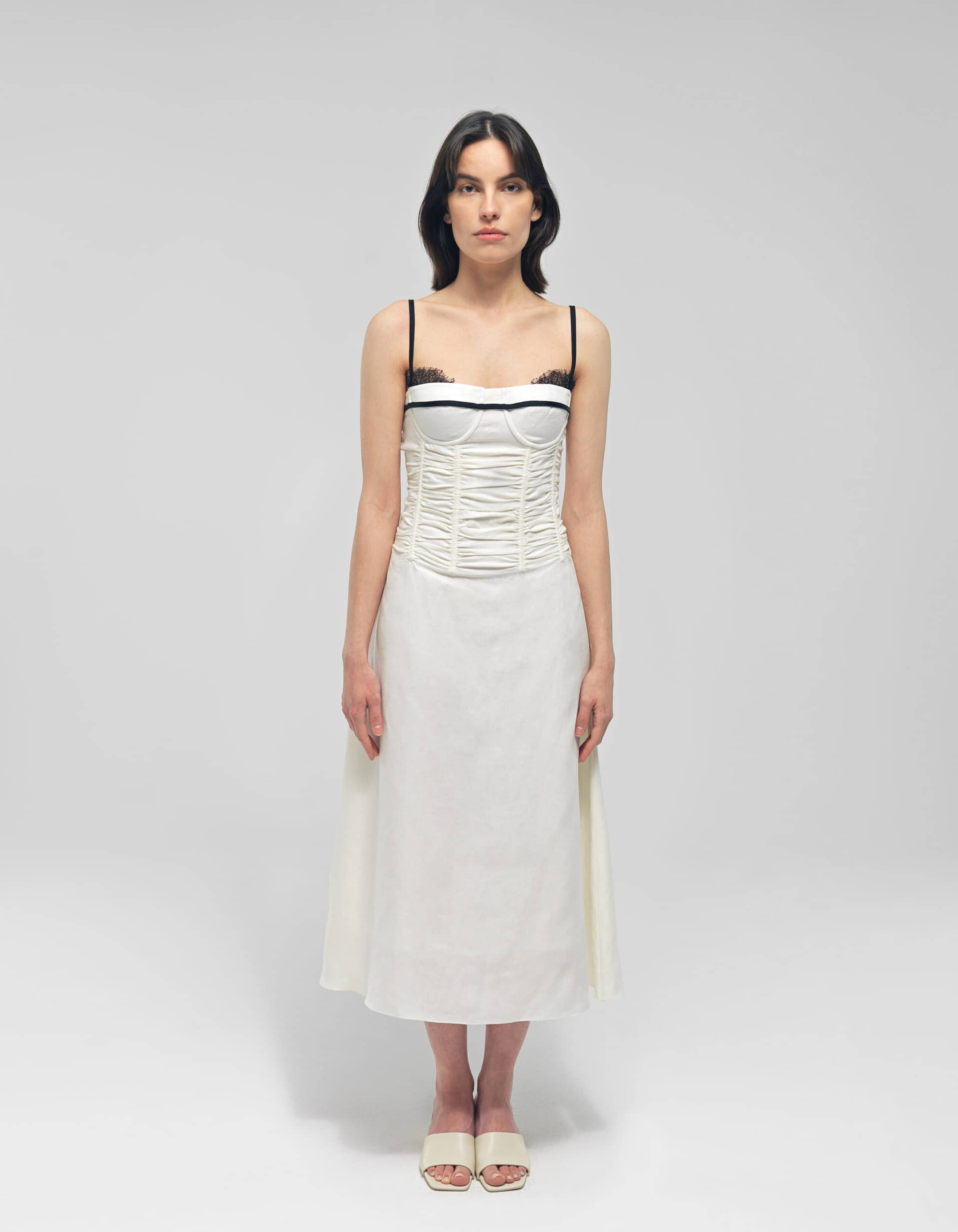 IMA White Linen A-line Corset Dress made by MAET