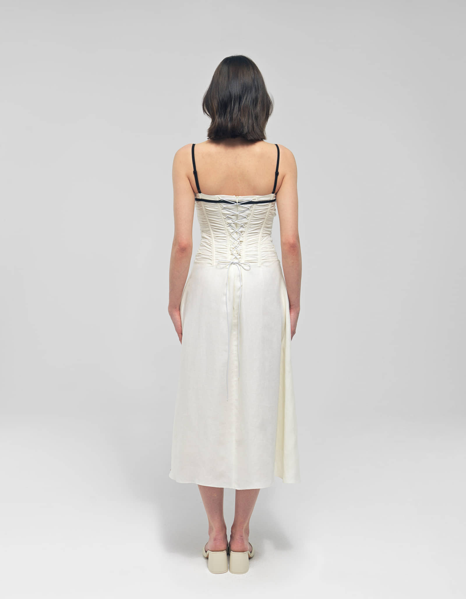 IMA White Linen A-line Corset Dress made by MAET