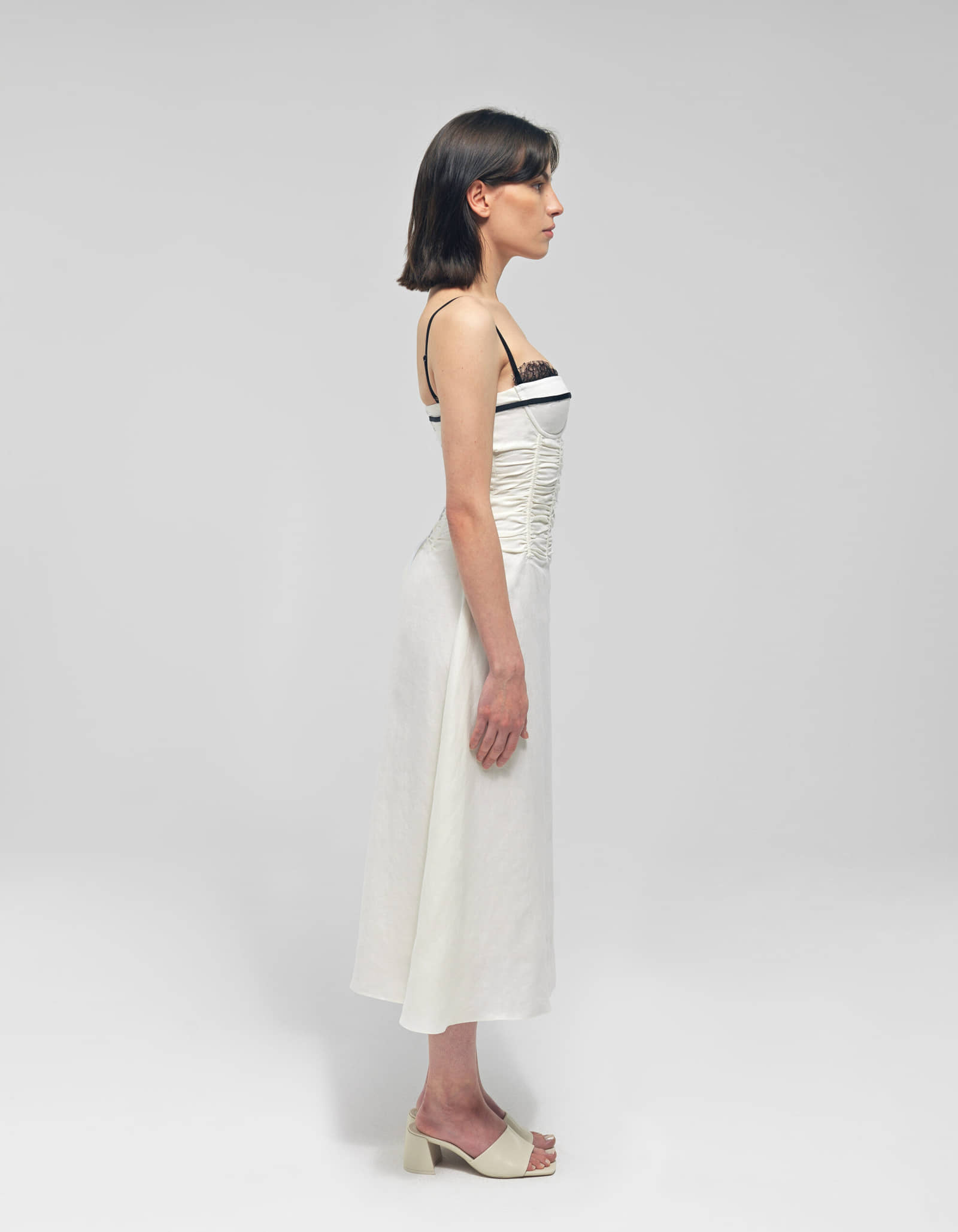 IMA White Linen A-line Corset Dress made by MAET