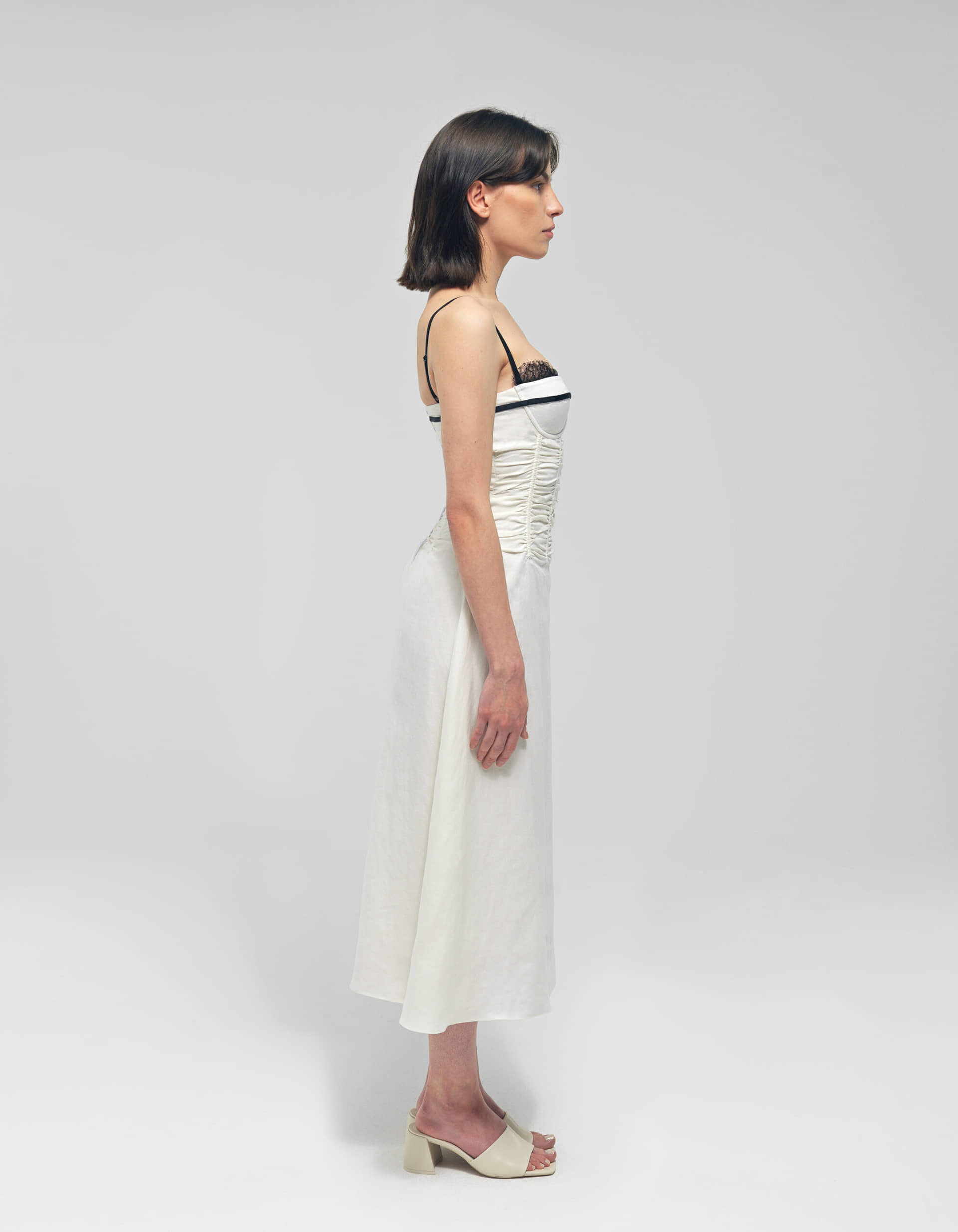 IMA White Linen A-line Corset Dress made by MAET