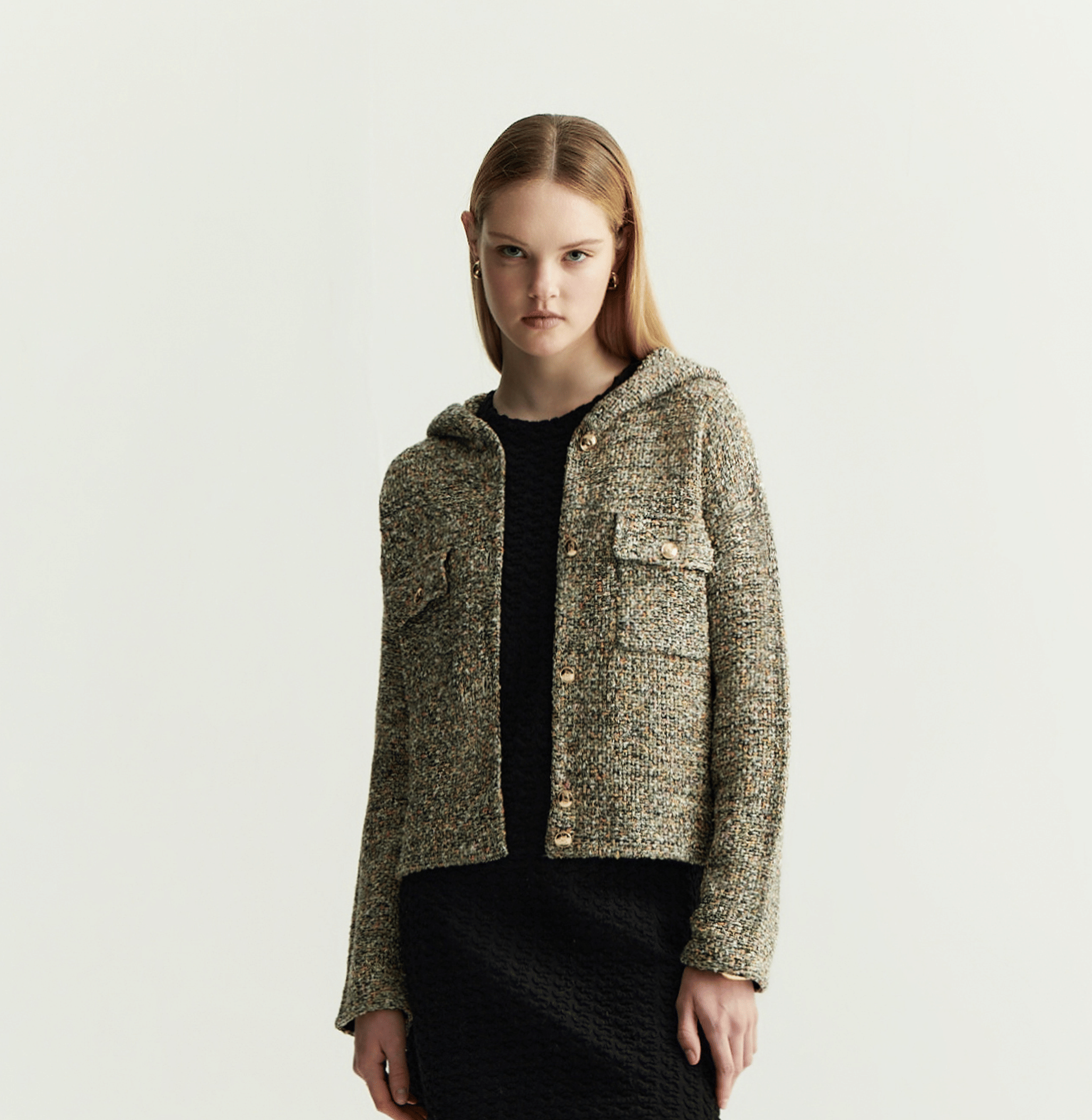 FANCY BOUCLÉ HOODED JACKET made by CRUSH Collection