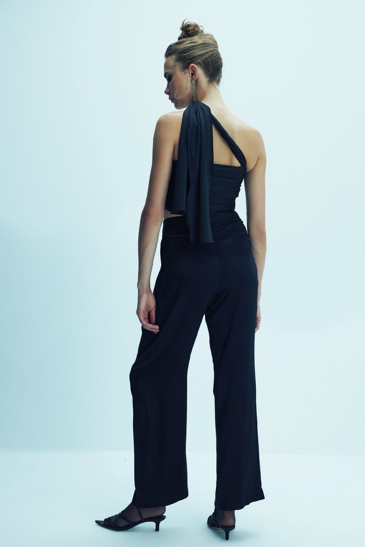 Tina Satin Trousers in Black made by Nazli Ceren