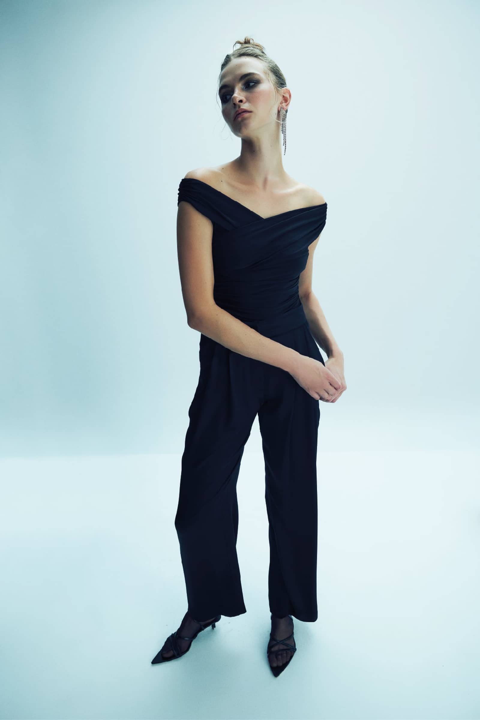 Tina Satin Trousers in Black made by Nazli Ceren