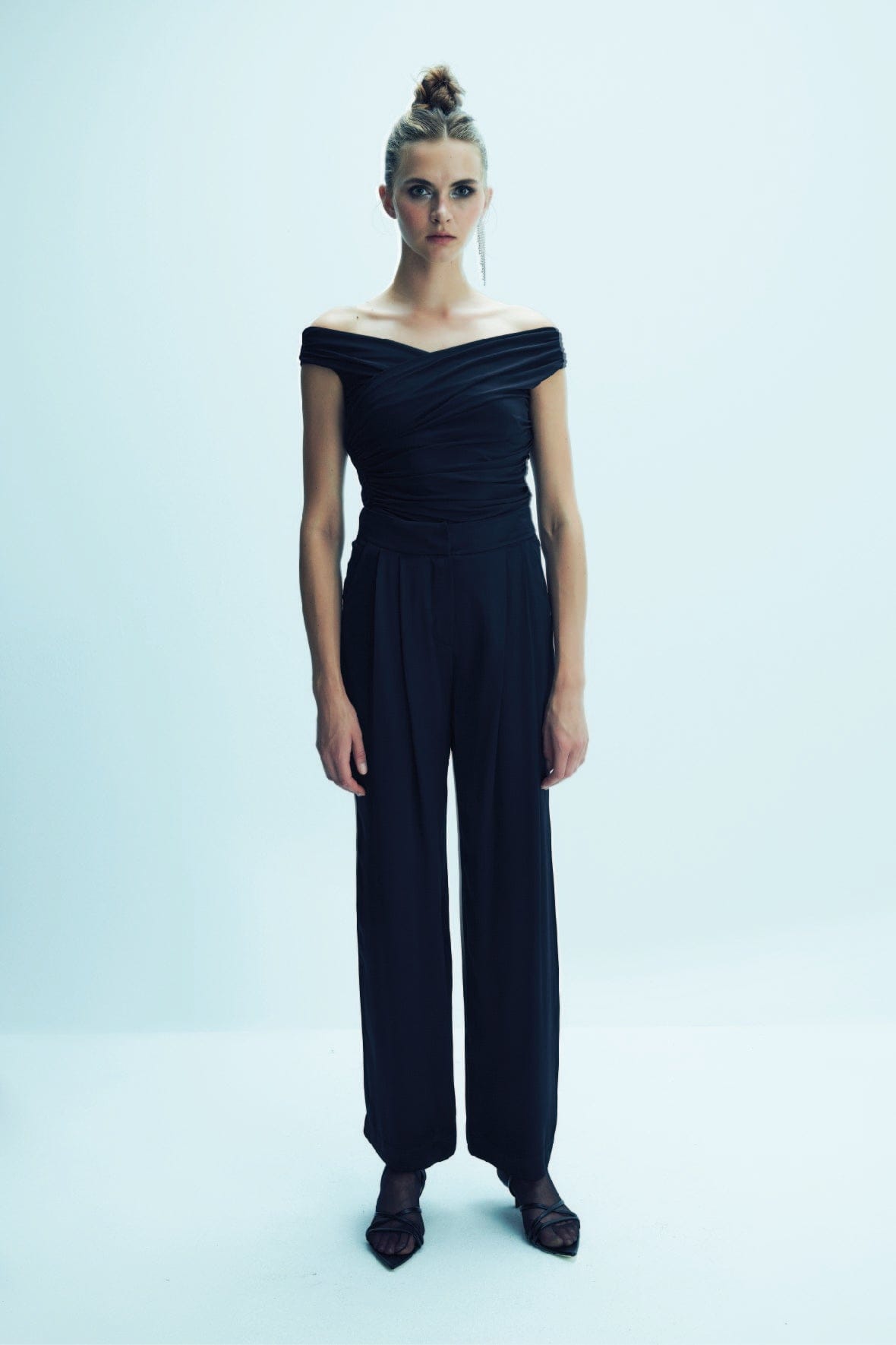 Tina Satin Trousers in Black made by Nazli Ceren