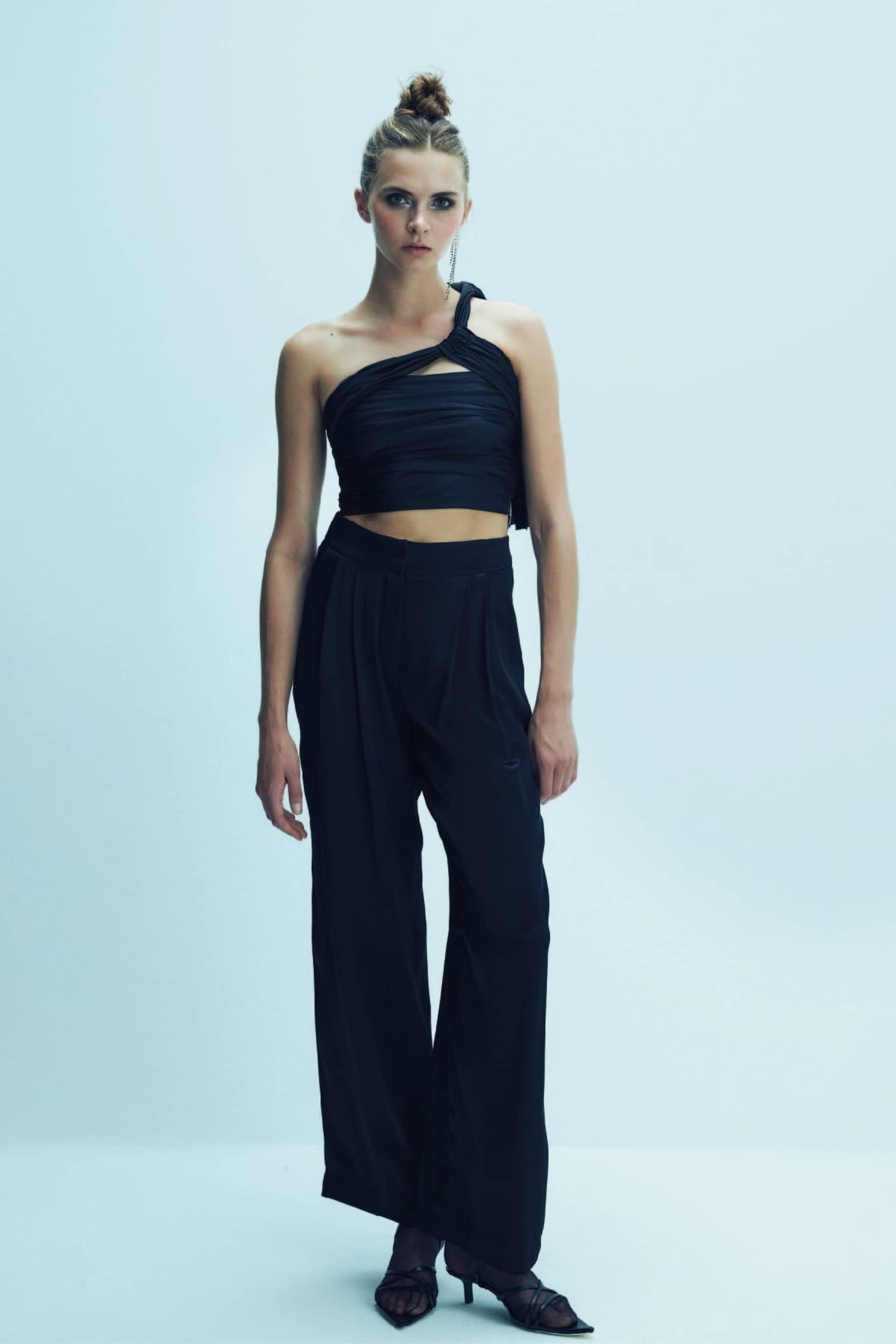 Tina Satin Trousers in Black made by Nazli Ceren