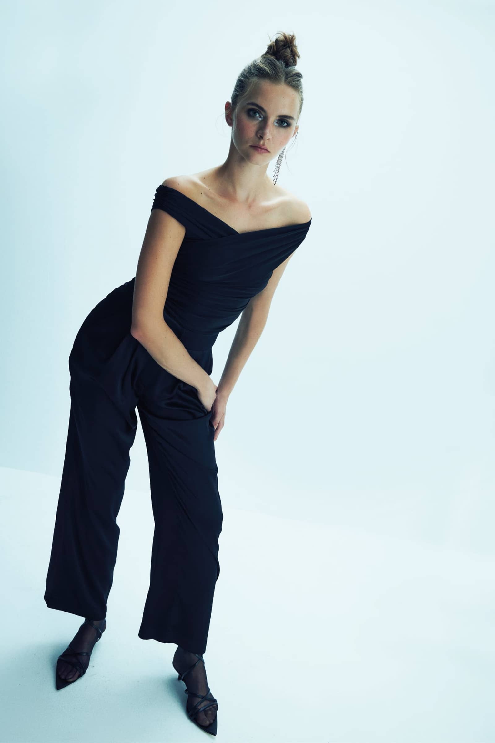 Tina Satin Trousers in Black made by Nazli Ceren