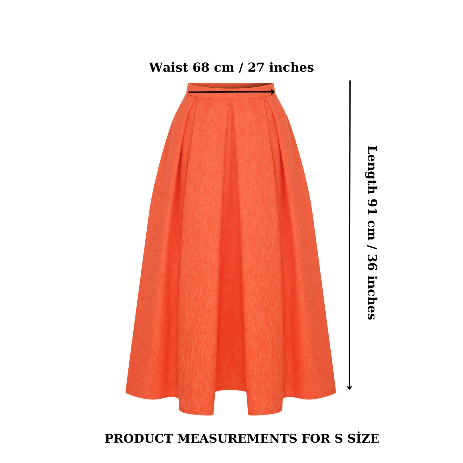 June Midi Skirt in Spicy Orange in Orange made by Nazli Ceren