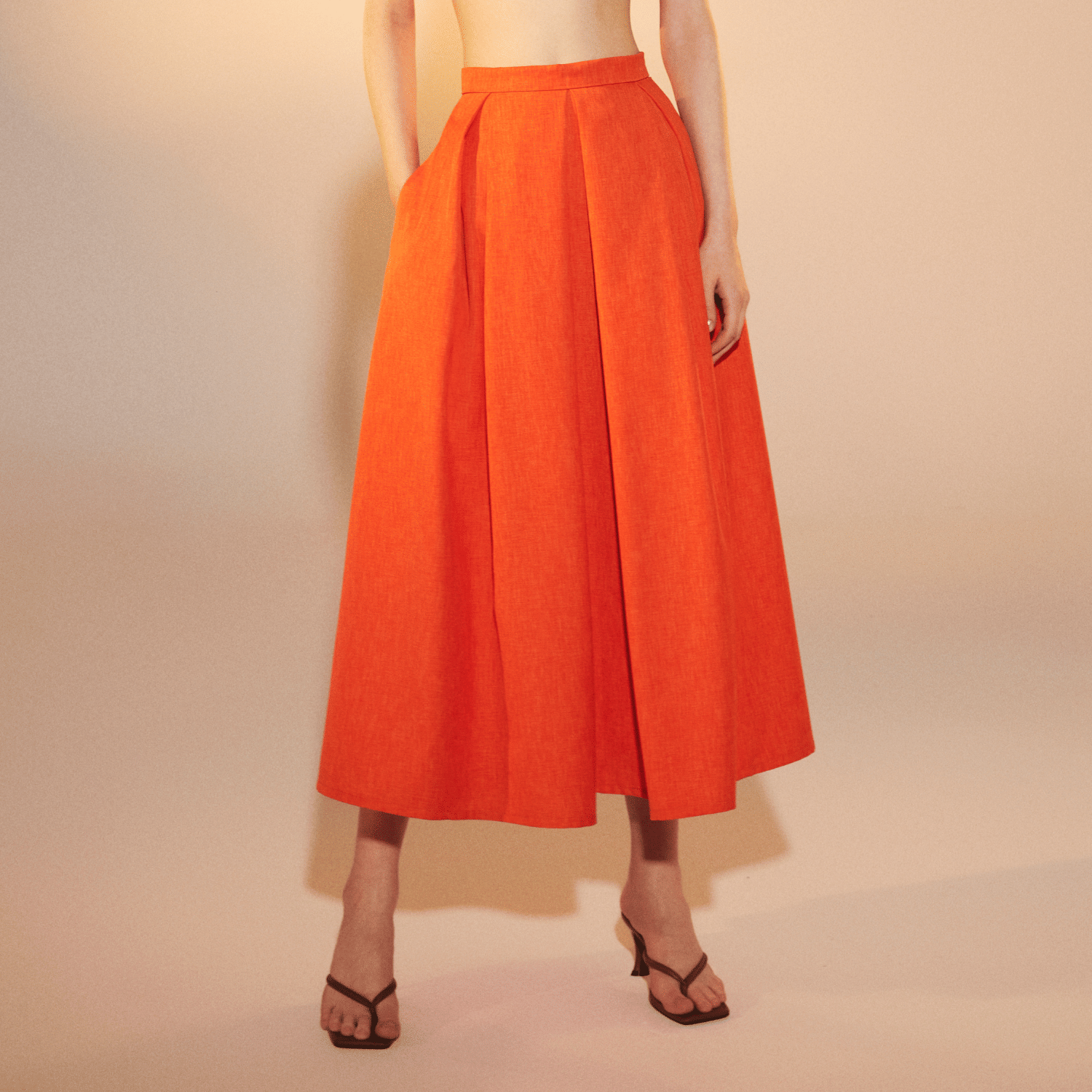 June Midi Skirt in Spicy Orange in Orange made by Nazli Ceren