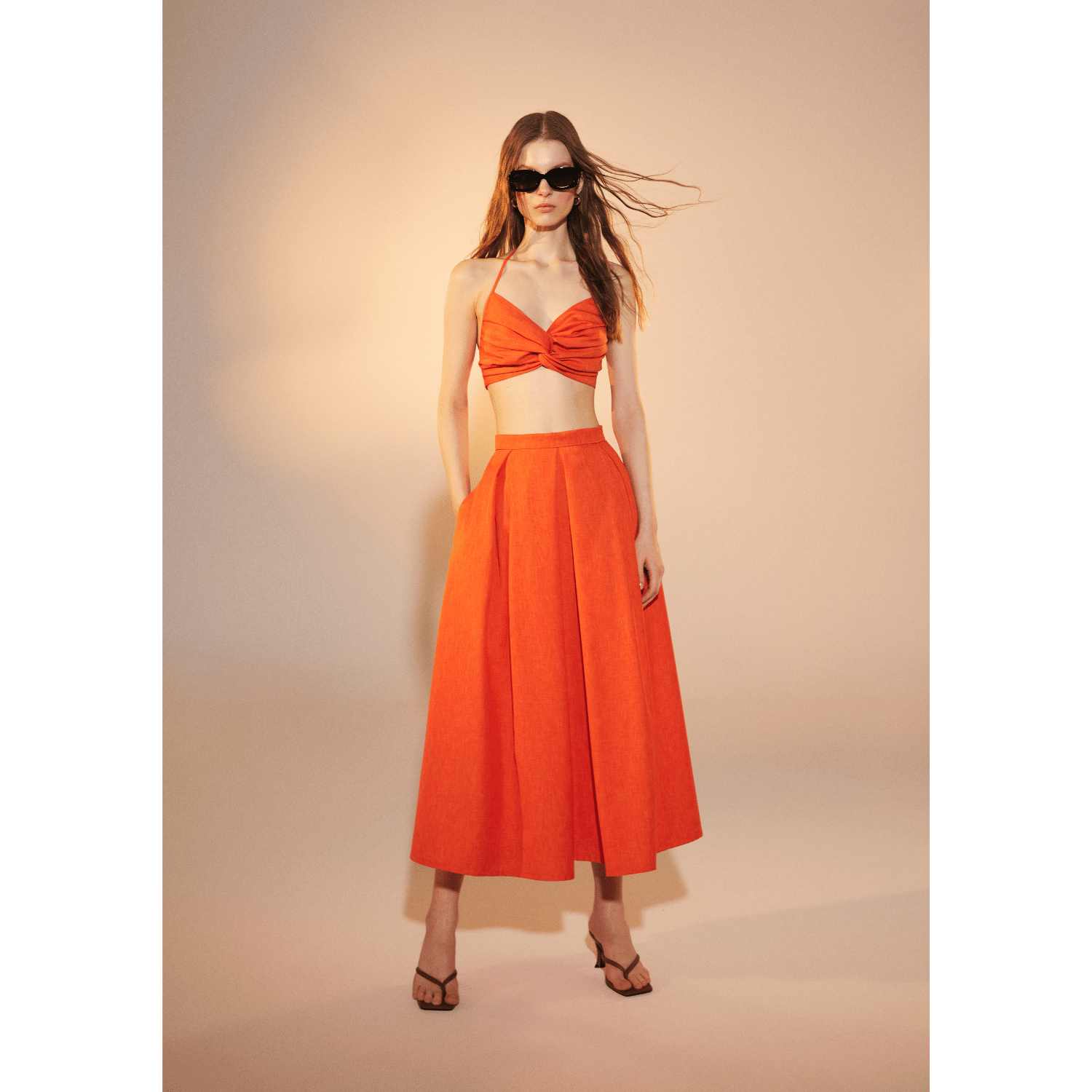 June Midi Skirt in Spicy Orange in Orange made by Nazli Ceren