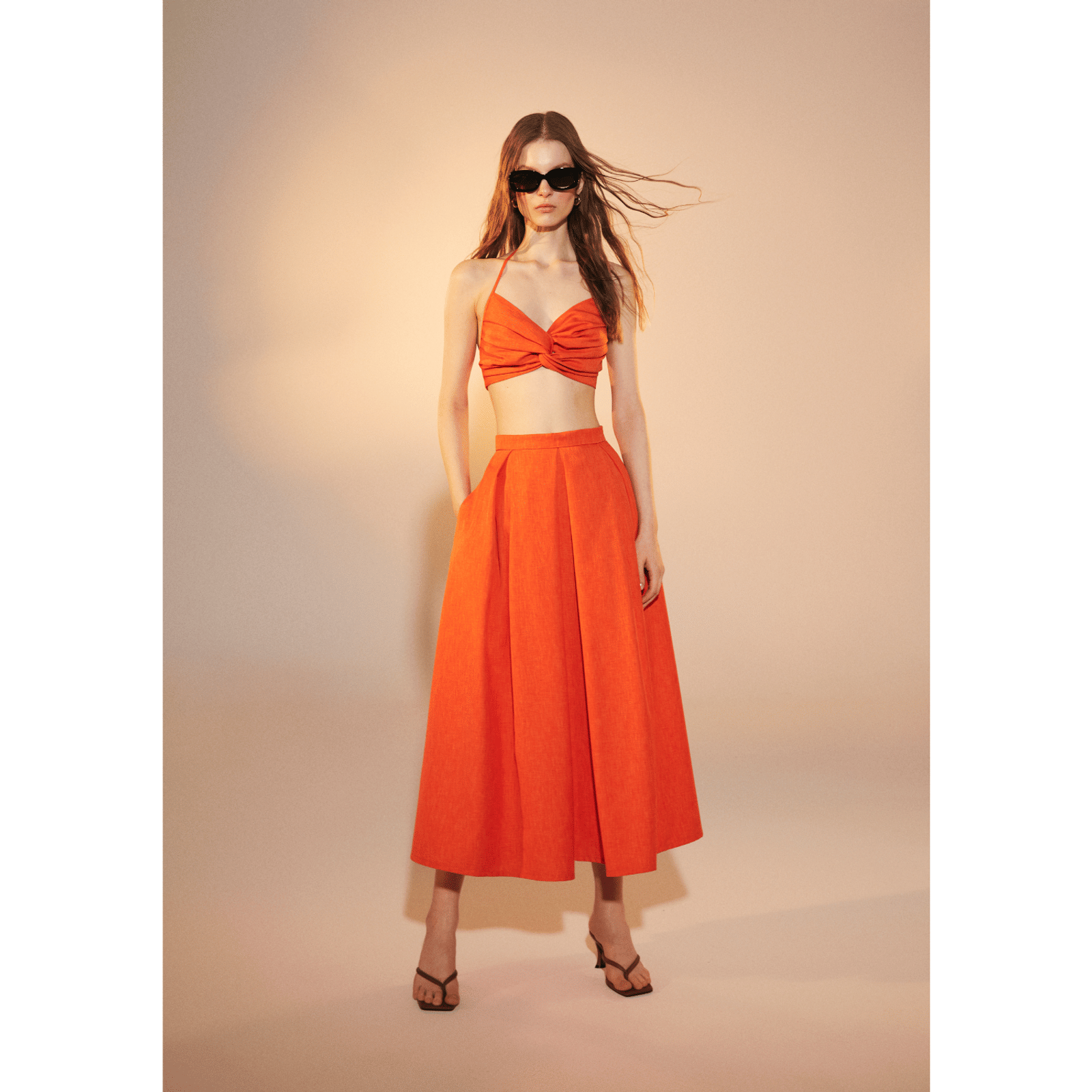 June Midi Skirt in Spicy Orange in Orange made by Nazli Ceren