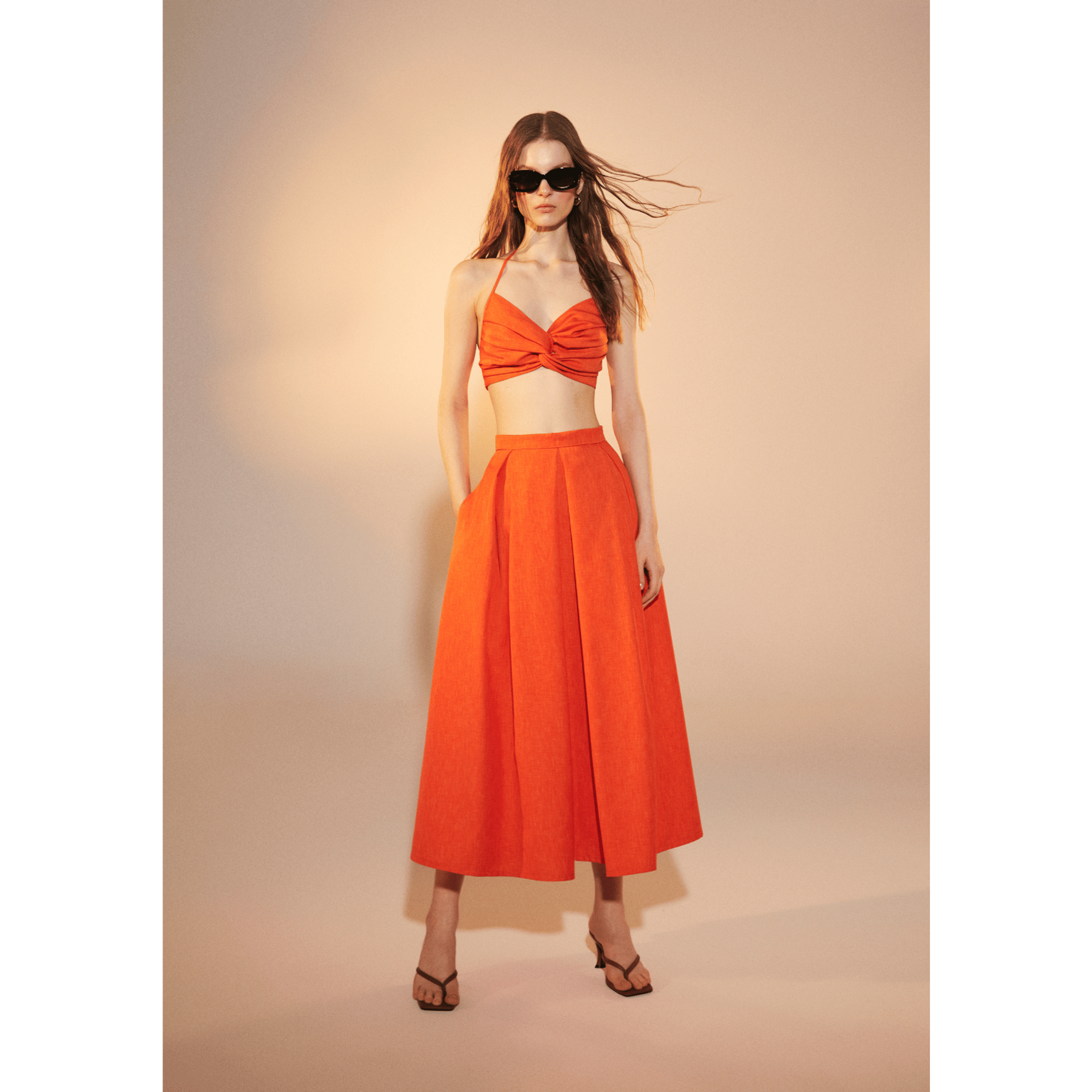 June Midi Skirt in Spicy Orange in Orange made by Nazli Ceren