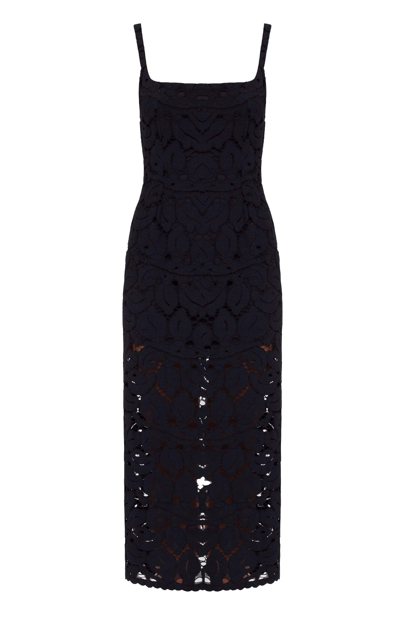 OTILIA Black Lace The Square Scoop Neckline Midi Dress made by UNDRESS