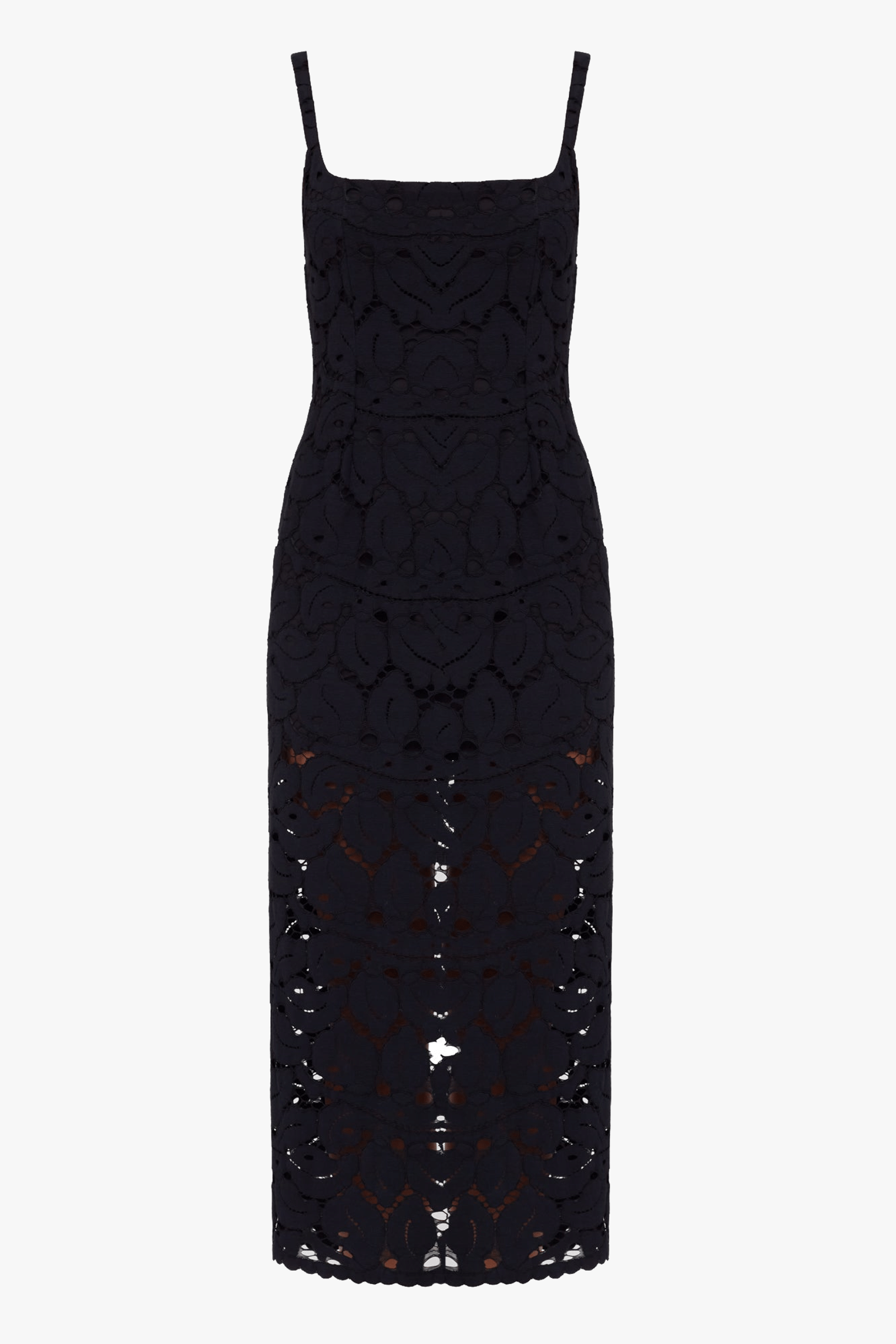 OTILIA Black Lace The Square Scoop Neckline Midi Dress made by UNDRESS
