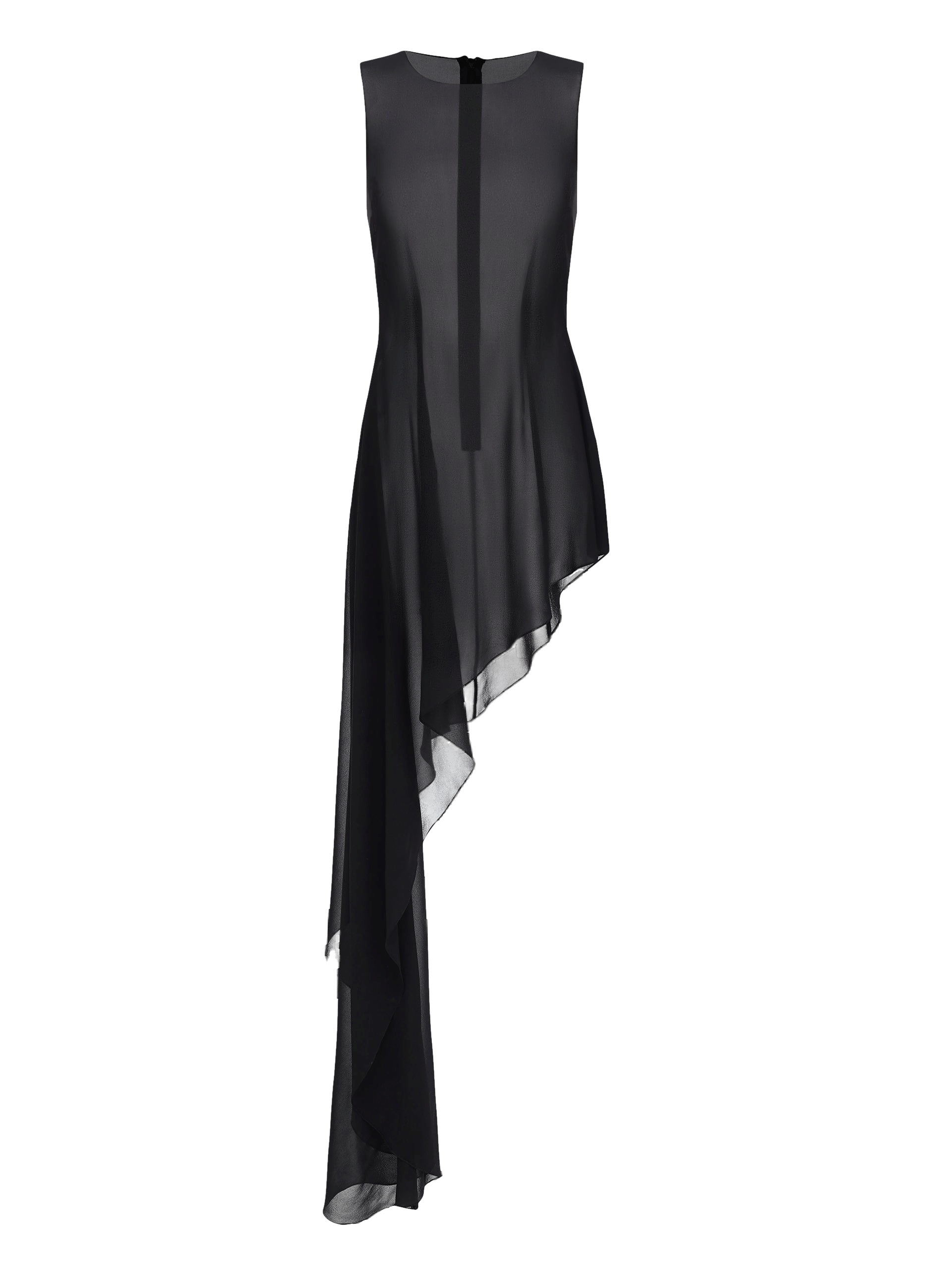 Asymmetric Silk Chiffon Dress in Black made by NDS The Label